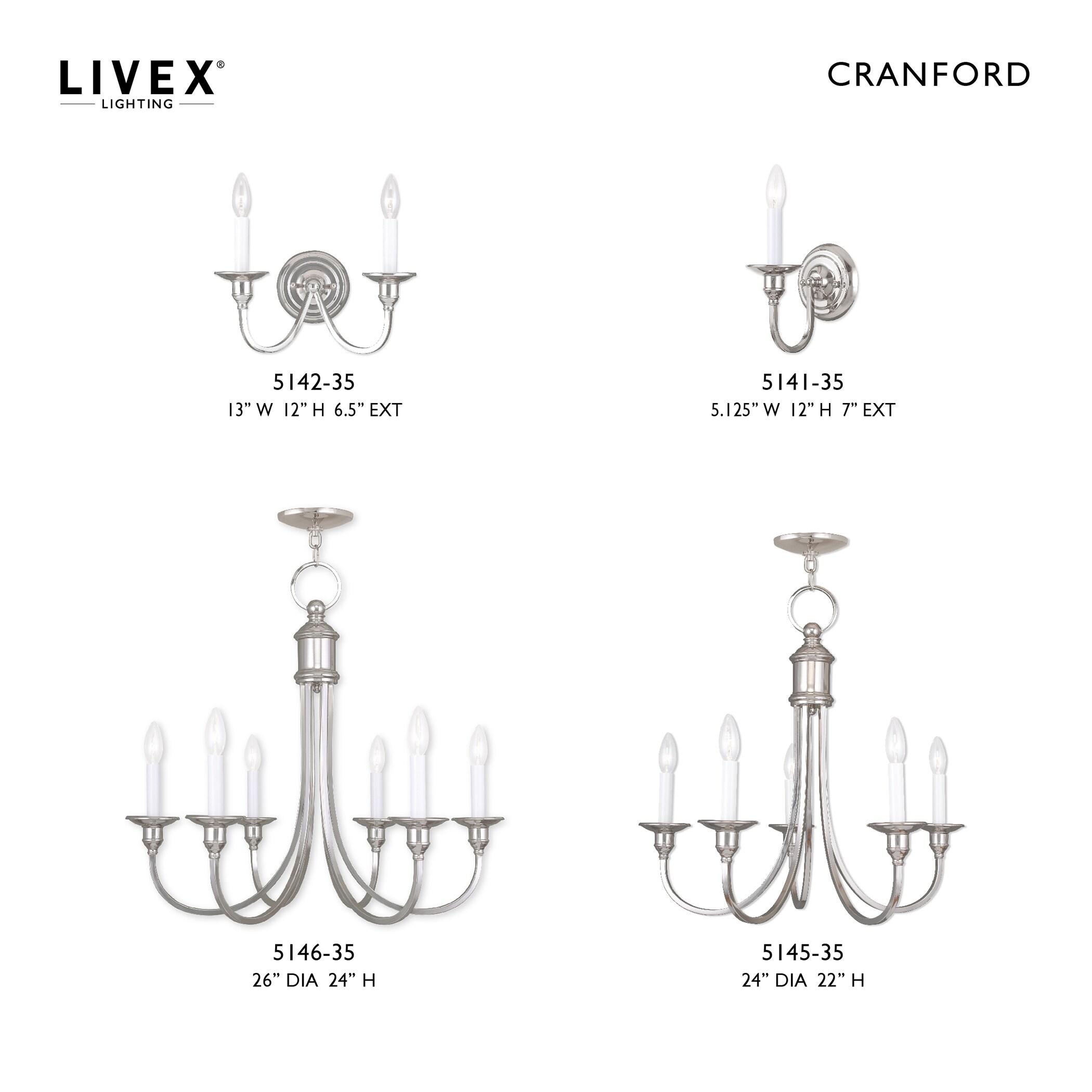 Livex Lighting Cranford 6 - Light Chandelier in  Polished Nickel