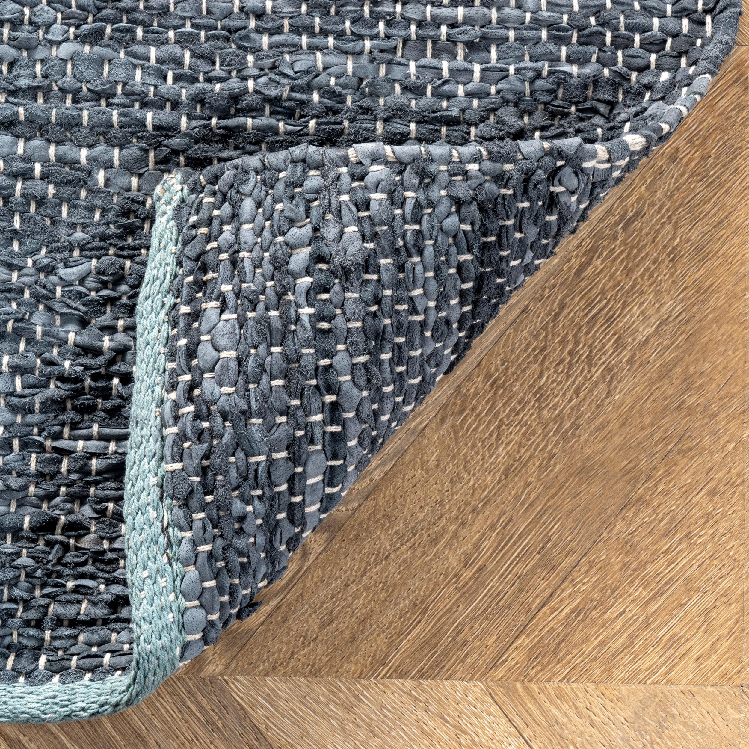 Nuloom Farren Hand Woven Diamond Leather Indoor Area Rug, 6' x 9'