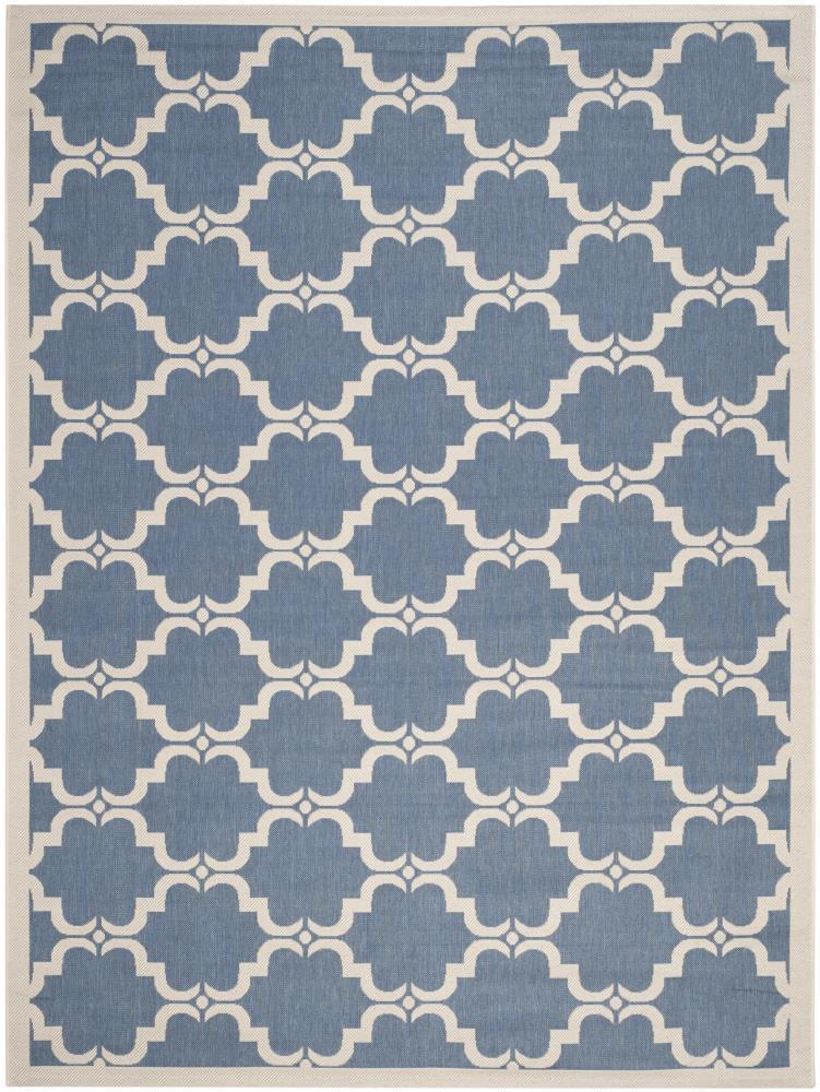 SAFAVIEH Courtyard Estelle Geometric Indoor/Outdoor Area Rug, Blue/Beige, 8' x 11'