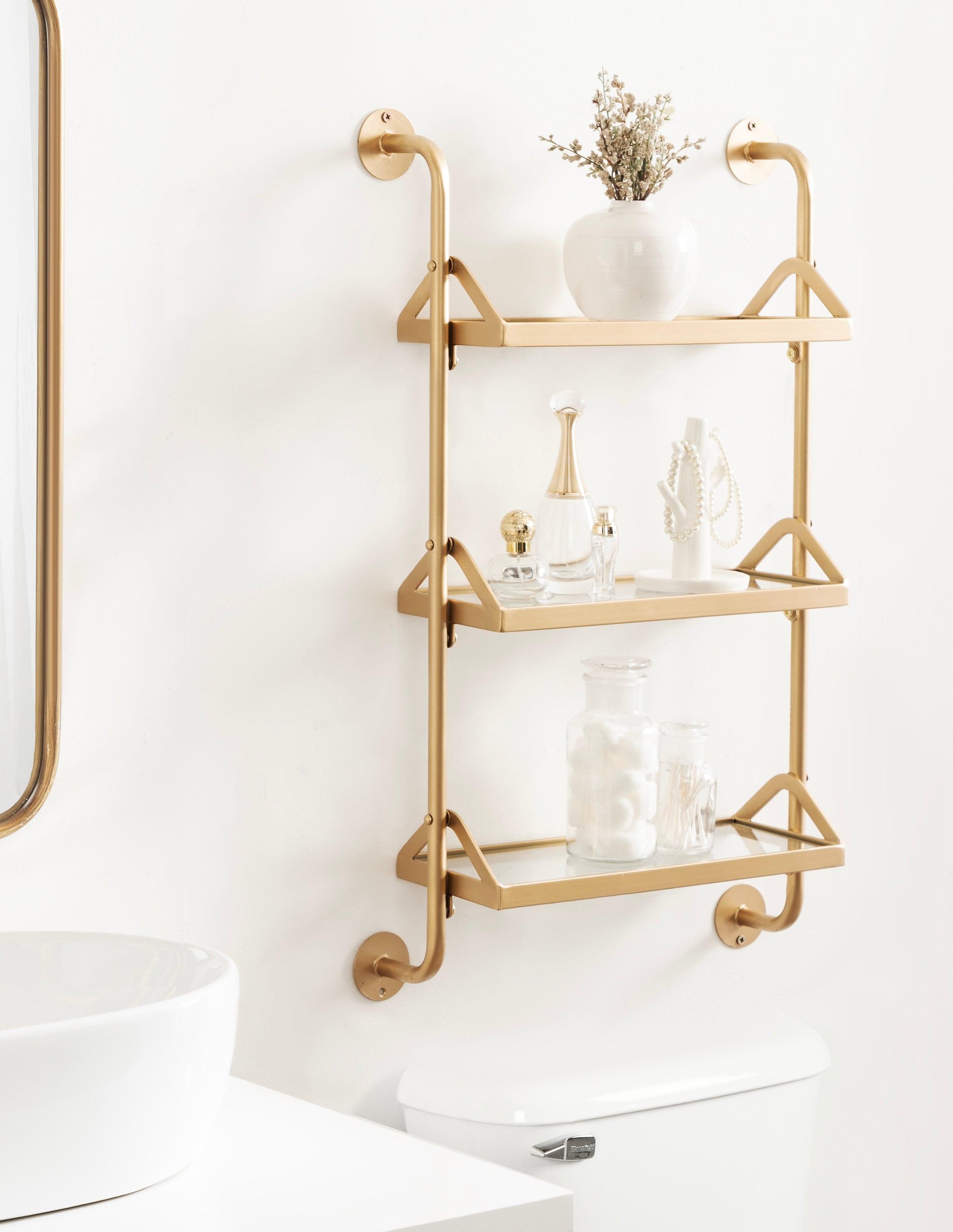 Kate & Laurel All Things Decor 18"x30" Marit Three-Tier Wall Shelf Gold