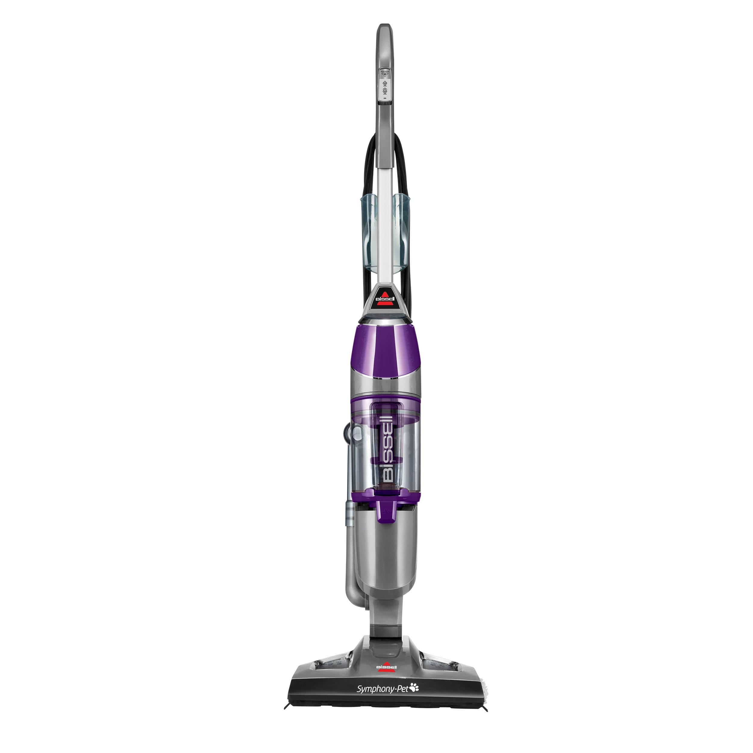 BISSELL Symphony Pet Steam Mop and Steam Vacuum Cleaner for Hardwood and Tile Floors, with Microfiber Mop Pads, 1543A,Purple