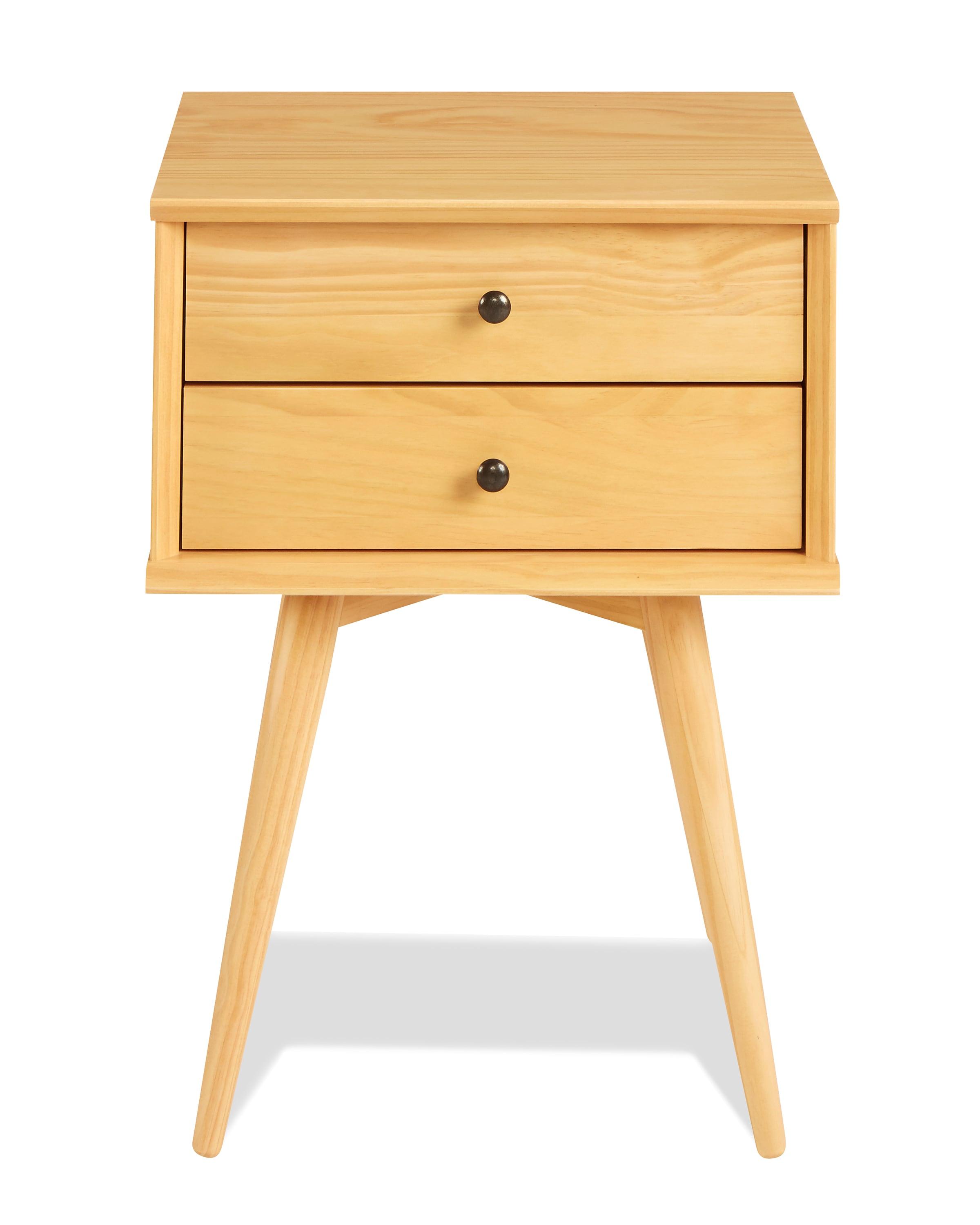 Camaflexi Mid Century Nightstand 2-Drawer Night Stand Cabinet, Scandinavian Oak