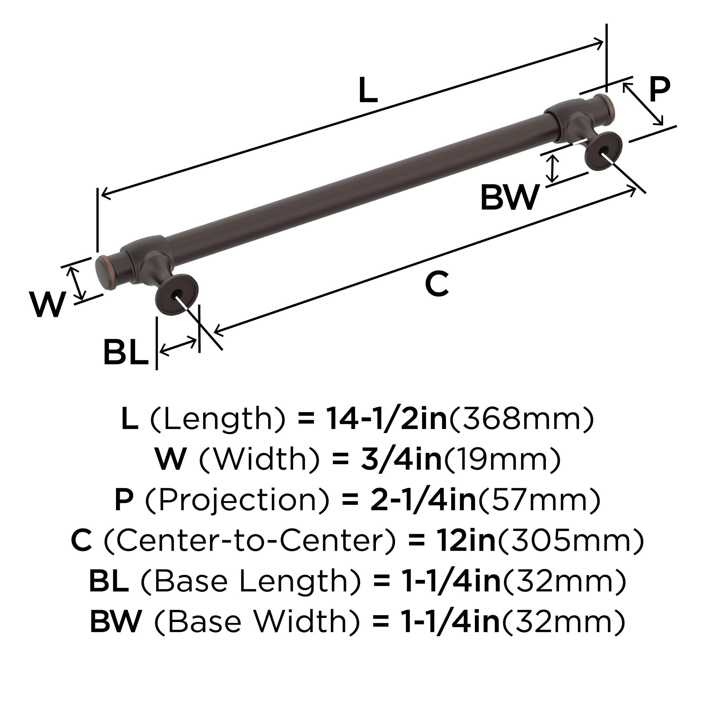 Amerock Winsome 12 inch (305mm) Center-to-Center Oil-Rubbed Bronze Appliance Pull