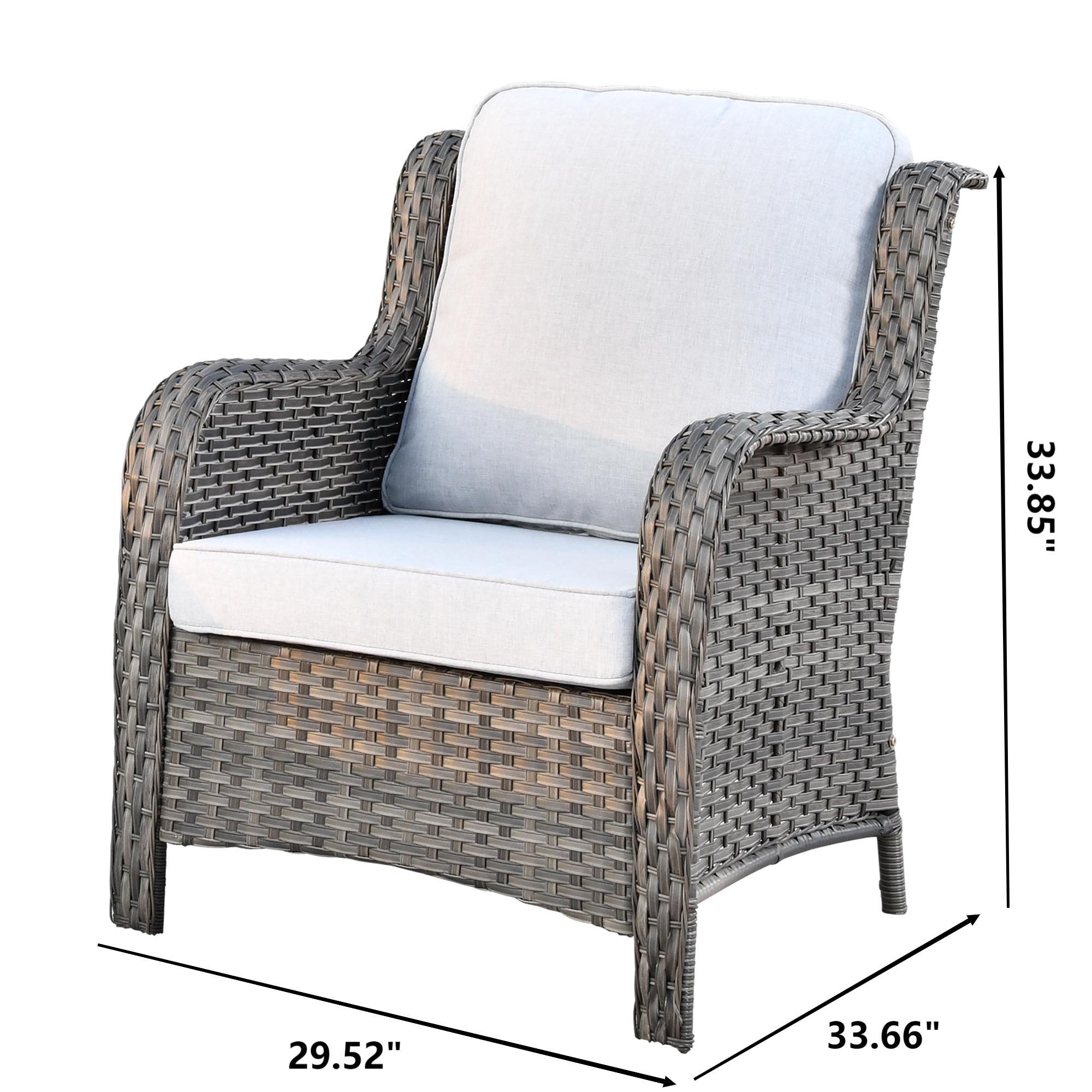 Ovios 5 Pieces Outdoor Patio Furniture Set Wicker Rattan Outdoor Conversation Comfortable Sectional Sofa with Steel Frame, Grey