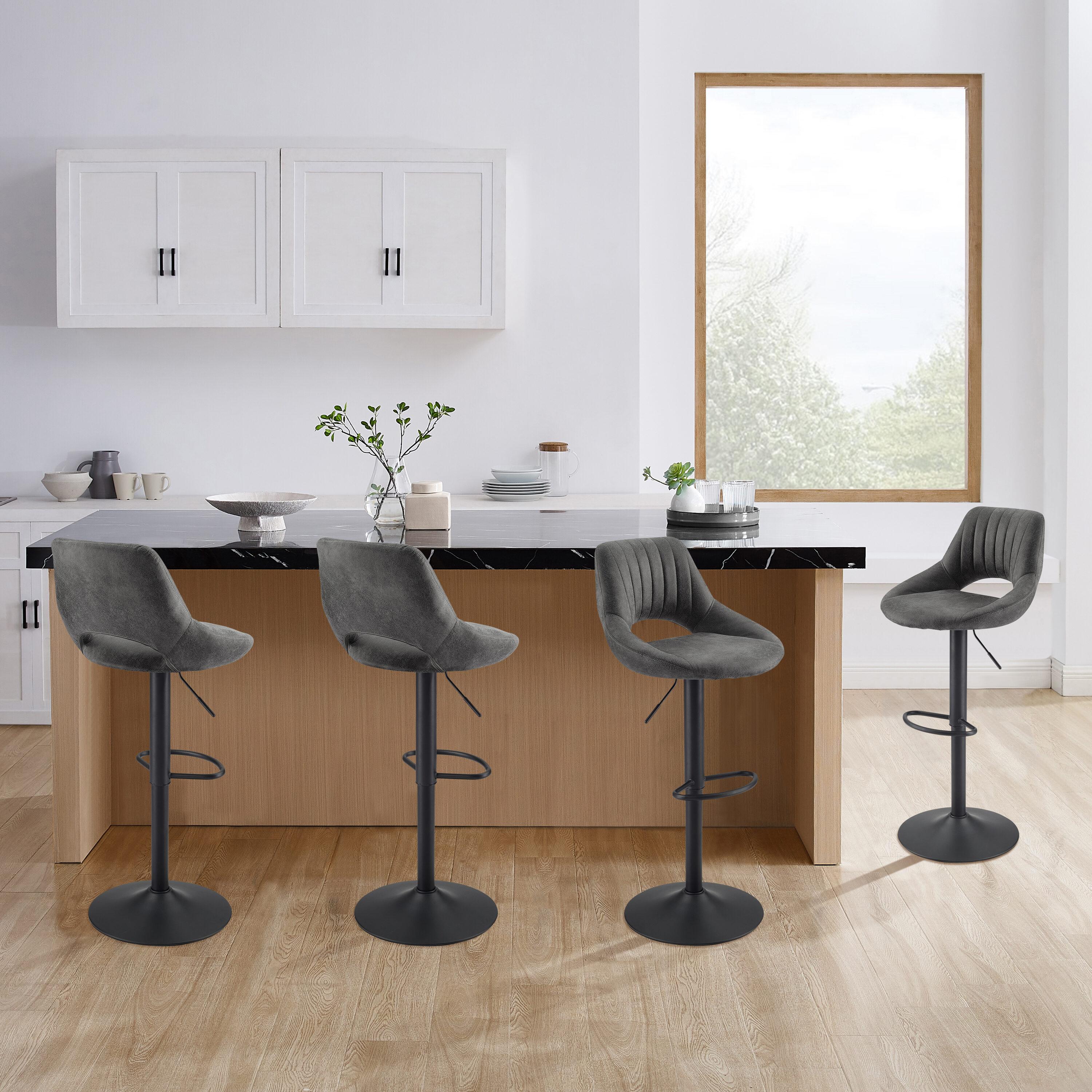 17 Stories Jaiven Swivel Upholstered Adjustable Height Counter Stool with Metal Frame (Set of 2)