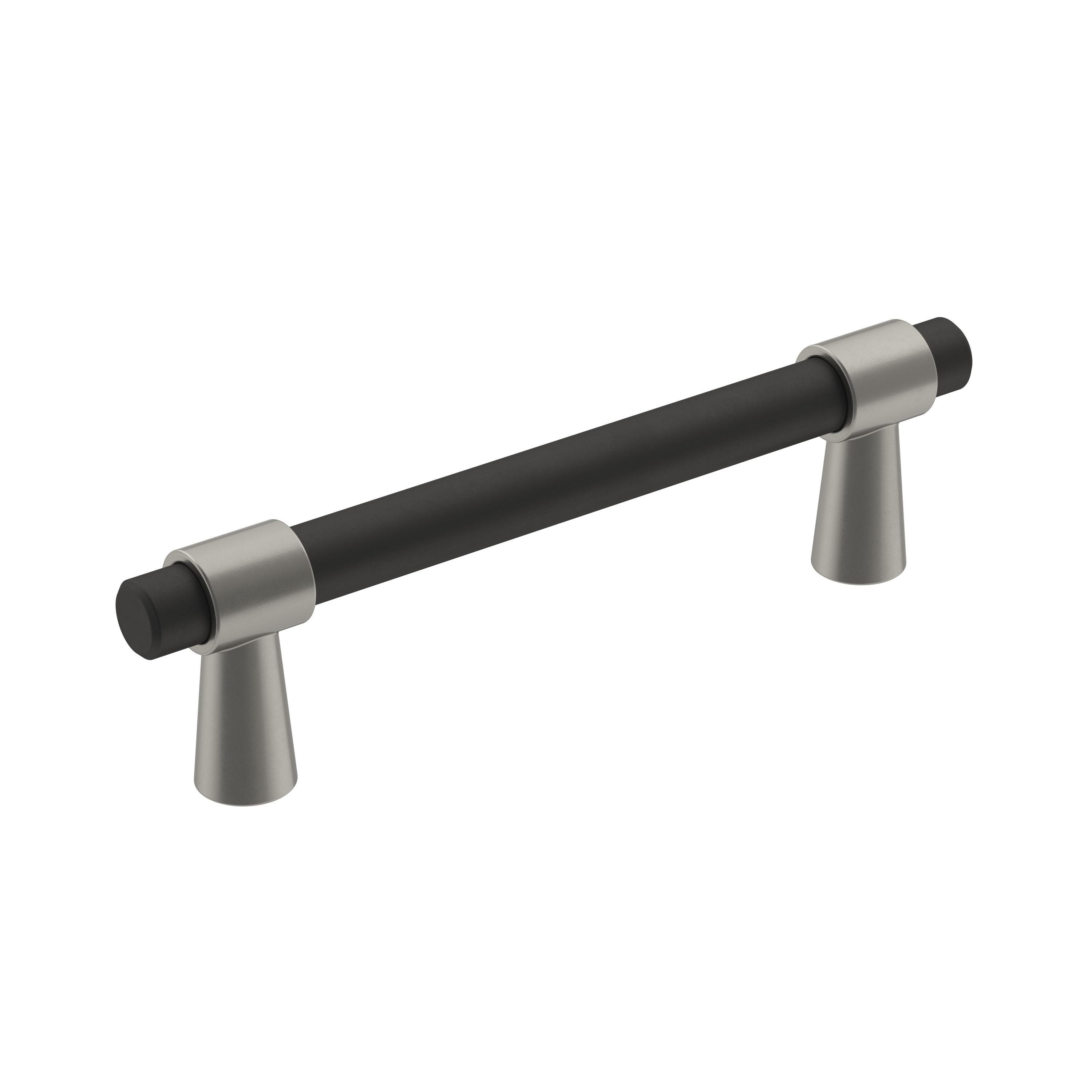 Amerock Mergence 3-3/4 inch (96mm) Center-to-Center Matte Black/Satin Nickel Cabinet Pull