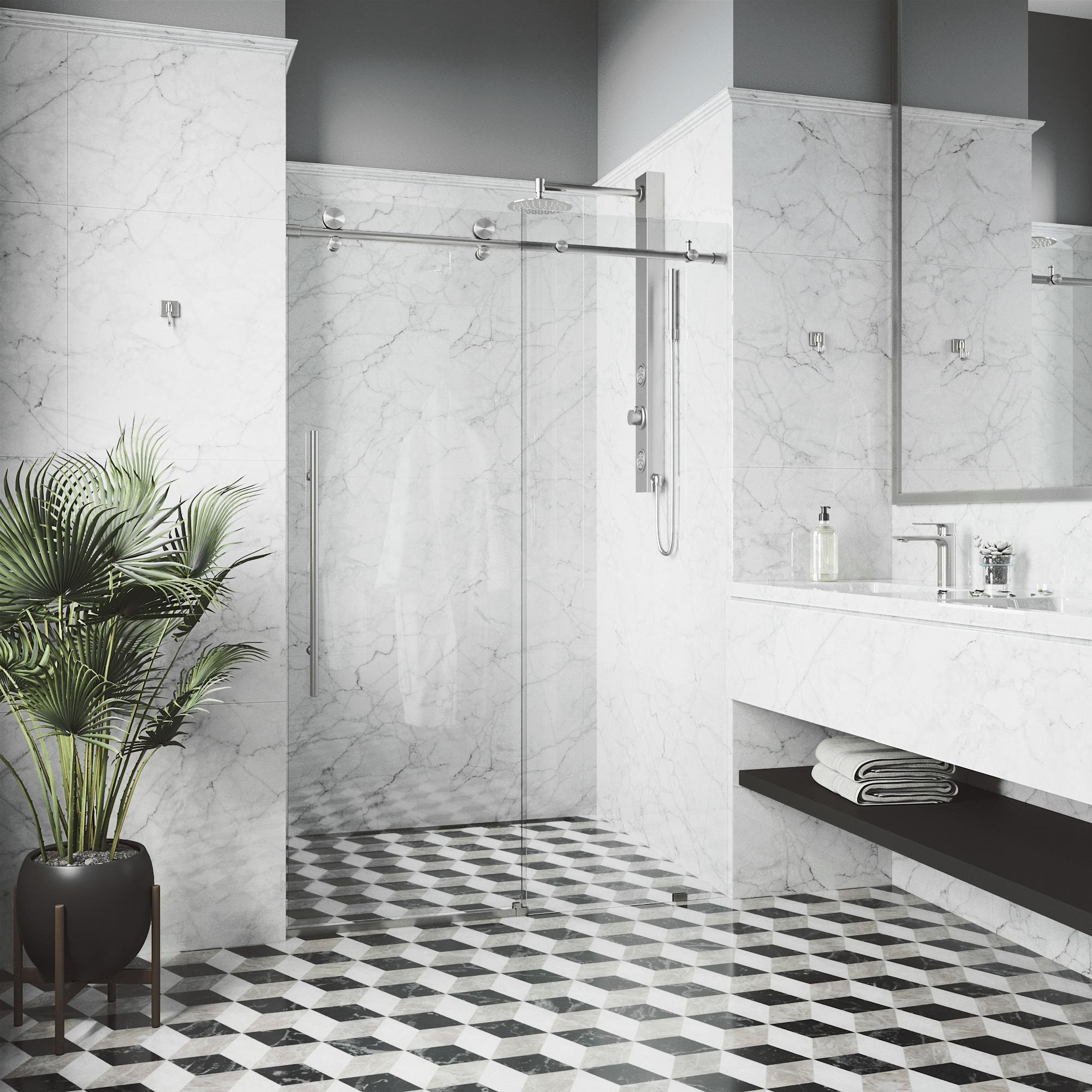 Elan E-Class 44-48" W x 76" H Sliding Frameless Shower Door with 3/8" Clear Glass