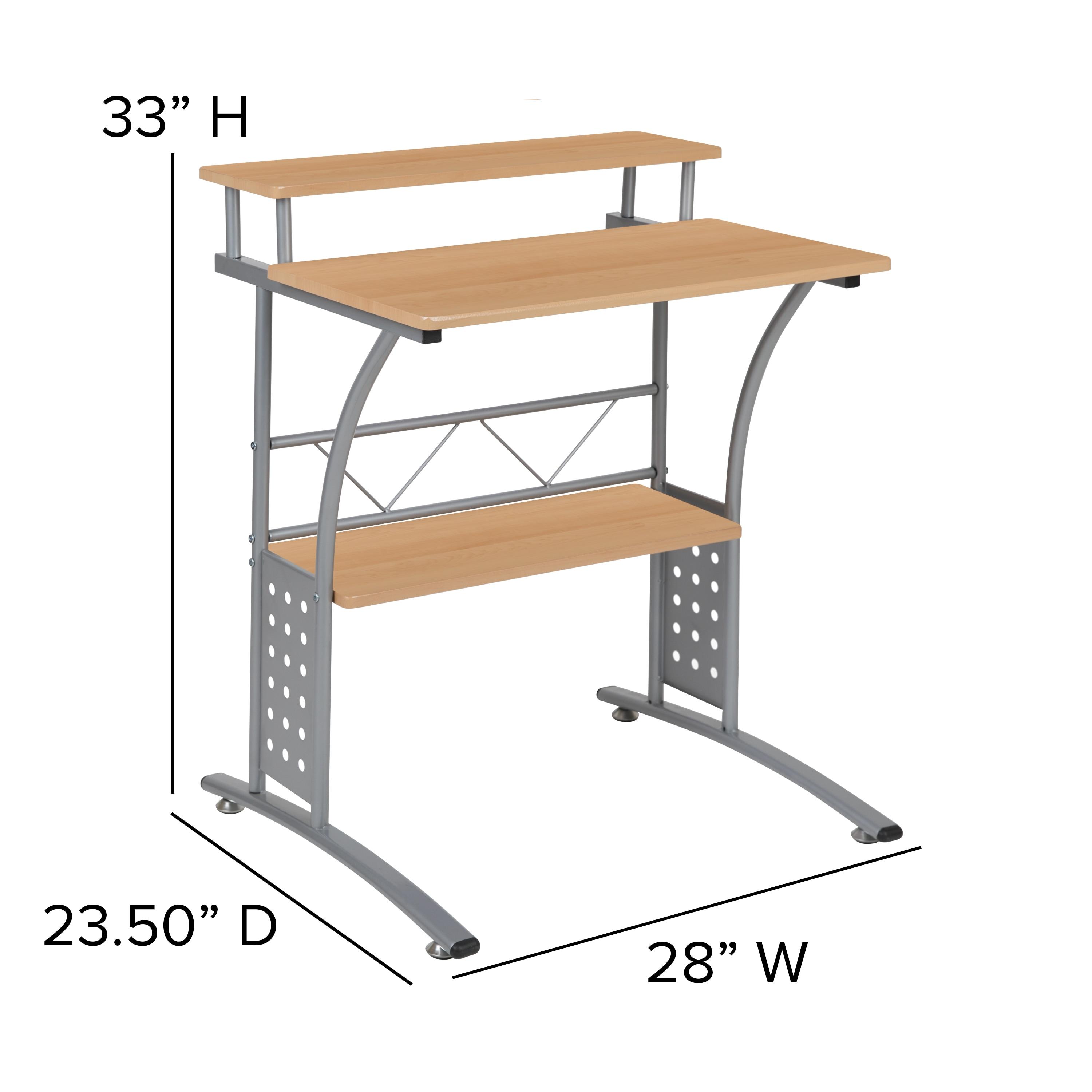 Flash Furniture Clifton Maple Computer Desk with Top and Lower Storage Shelves