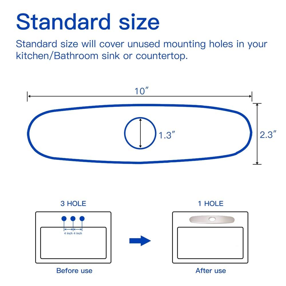 10 in. Kitchen Faucet Sink Hole Cover Deck Plate Escutcheon For 1 or 3 Hole in Brushed Nickel