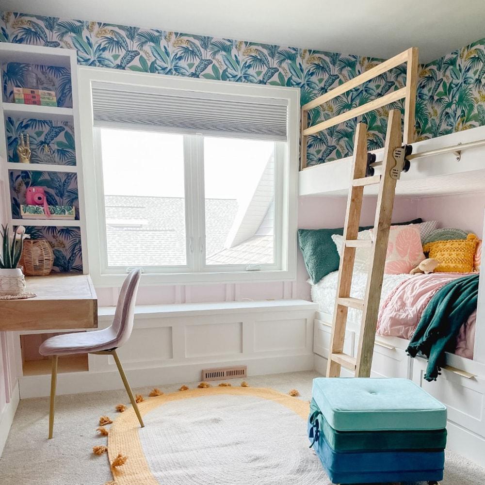 Tempaper Havana Palm Botanical Pink Tropical Peel and Stick Wallpaper, 20.5" x 16.5'