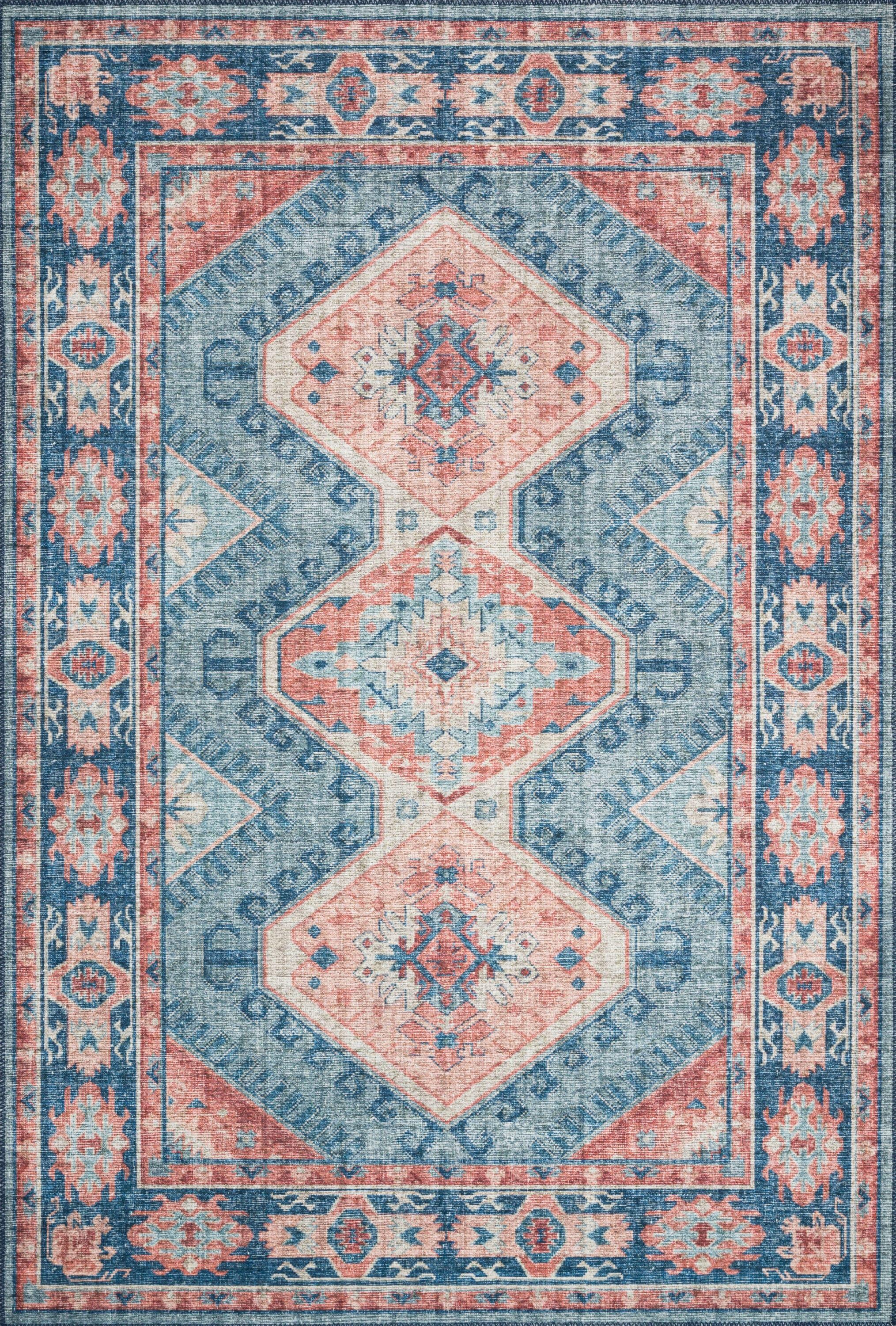 Loloi II Skye Oriental Turquoise / Terracotta Area Rug