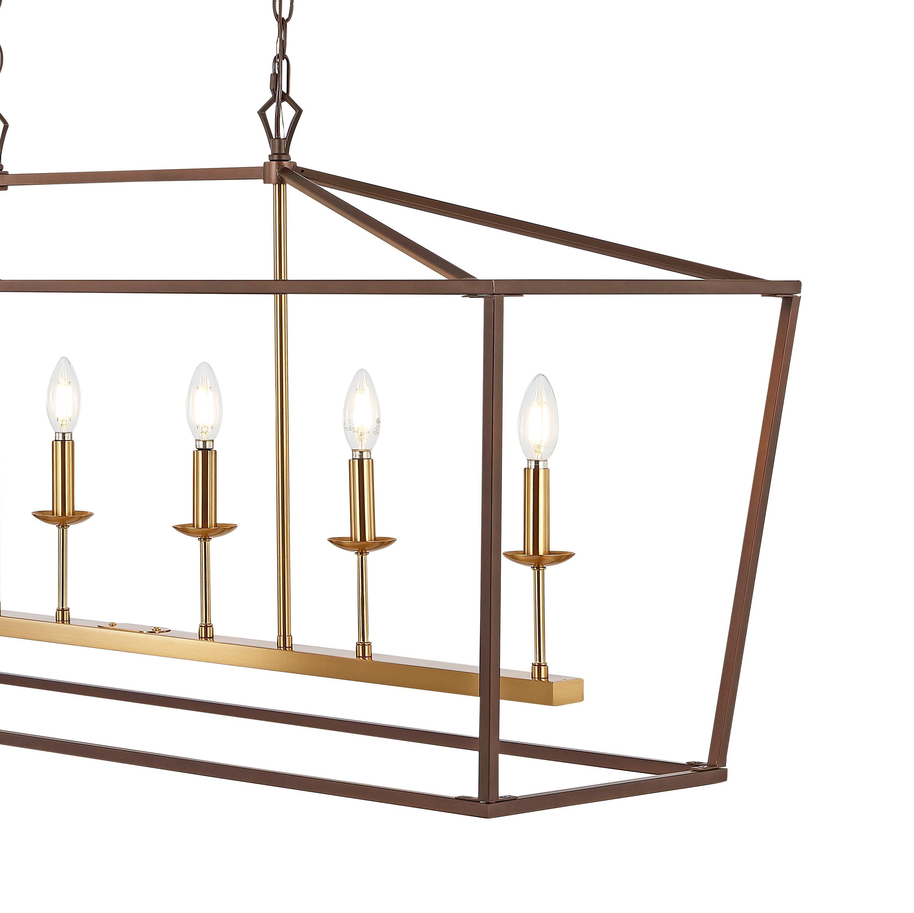 Pagoda 49" Linear 6-Bulb Classic Traditional Metal LED Pendant, Oil Rubbed Bronze
