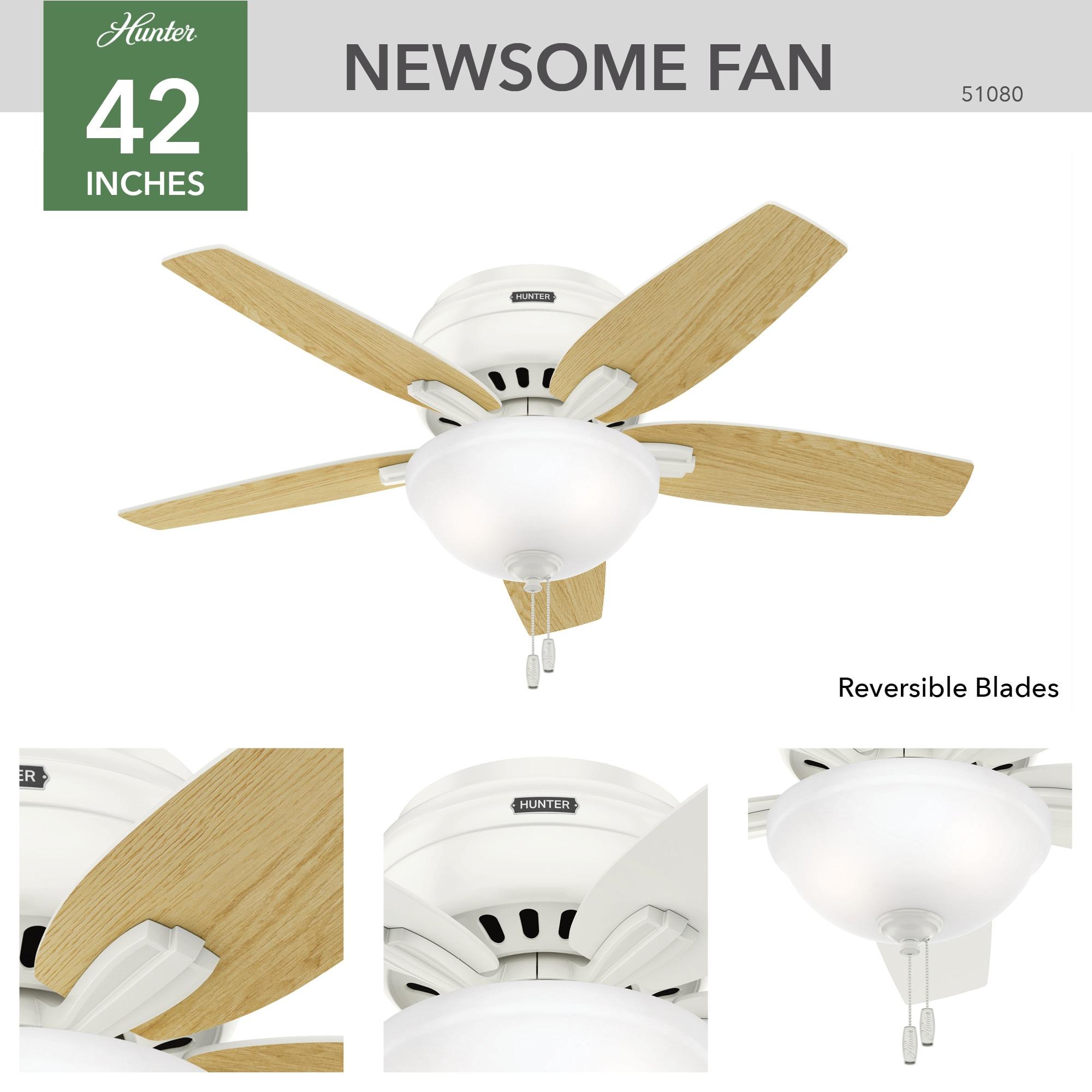 Newsome 42" 5 - Blade Traditional Flush Mount Indoor Ceiling Fan with Lights and Pull Chains