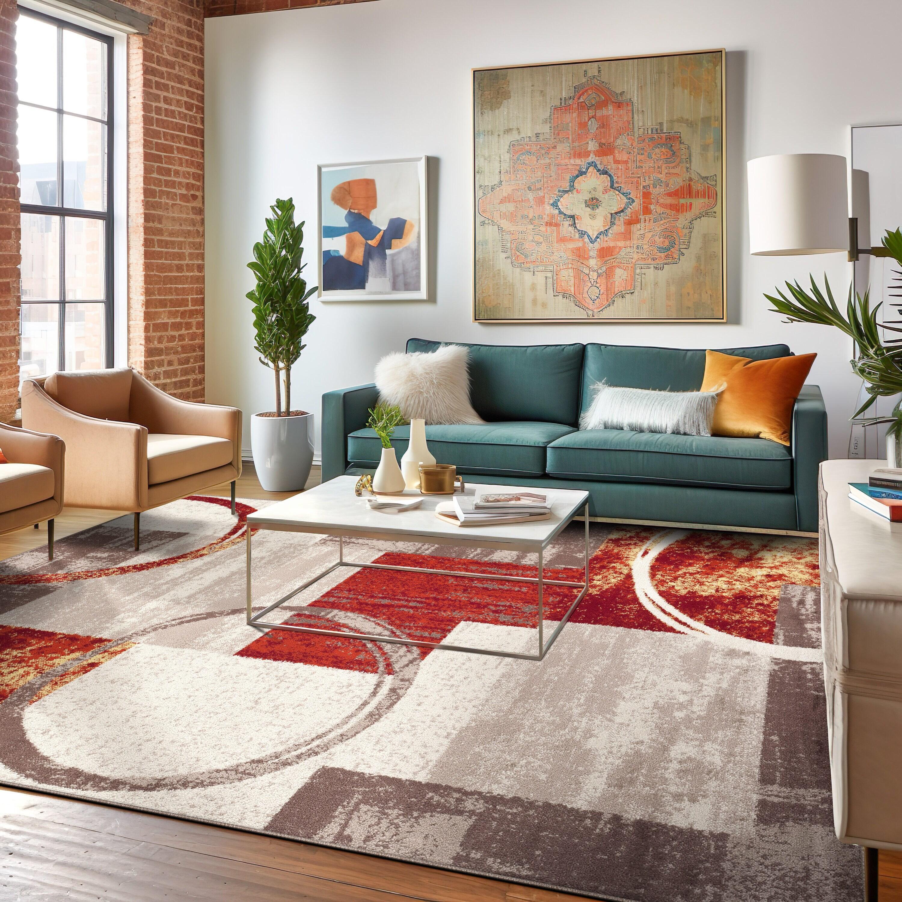 World Rug Gallery Abstract Circle Multi 8'8"x12' Area Rug