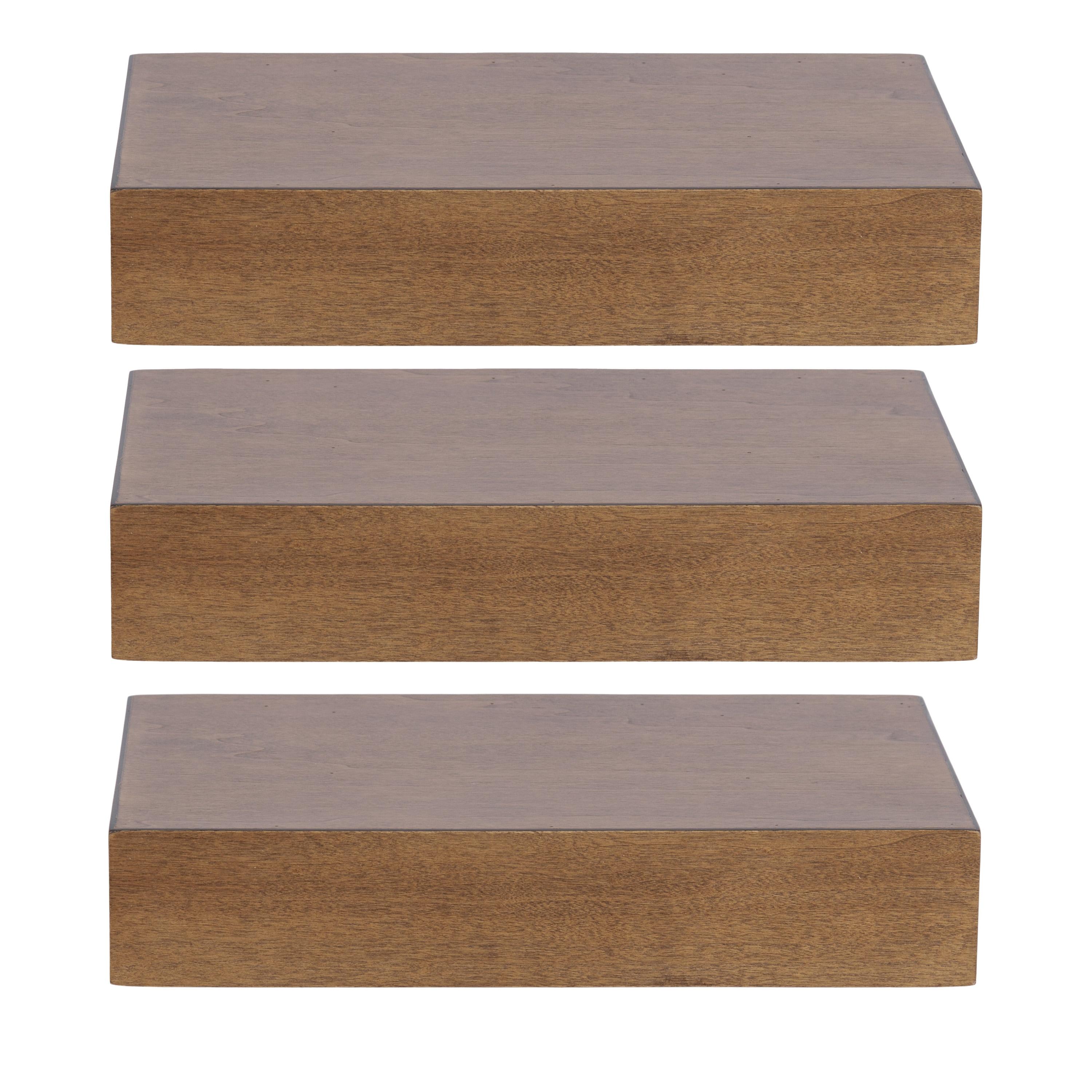 Kate & Laurel All Things Decor (Set of 3) 12" Havlock Wood Floating Shelves Rustic Brown