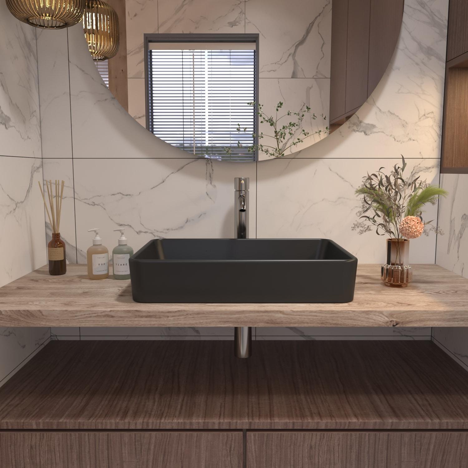 Ally 20" x 13'' Rectangular Vitreous China Vessel Bathroom Sink