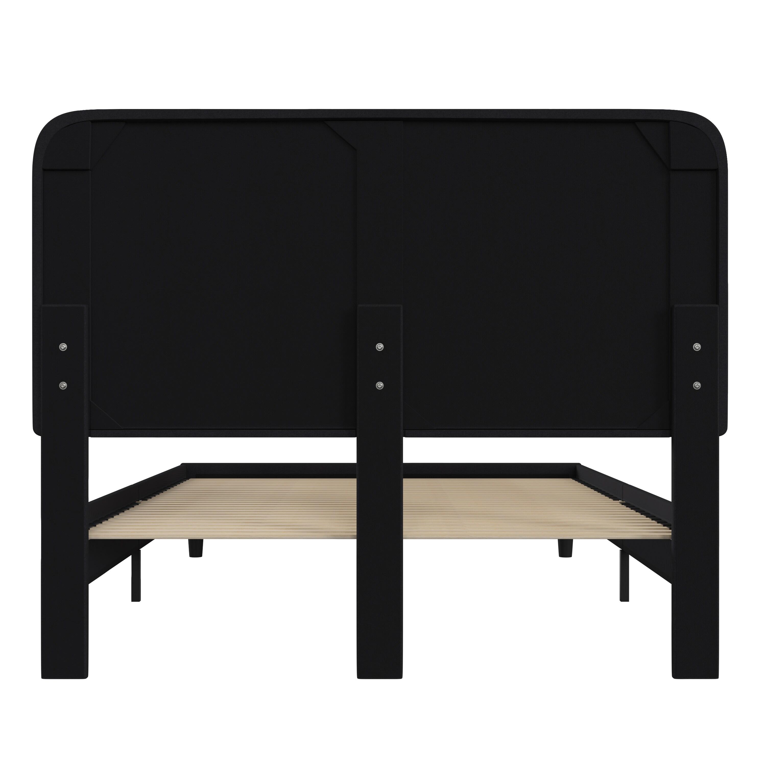 Flash Furniture Addison Fabric Queen Platform Bed with Headboard in Charcoal