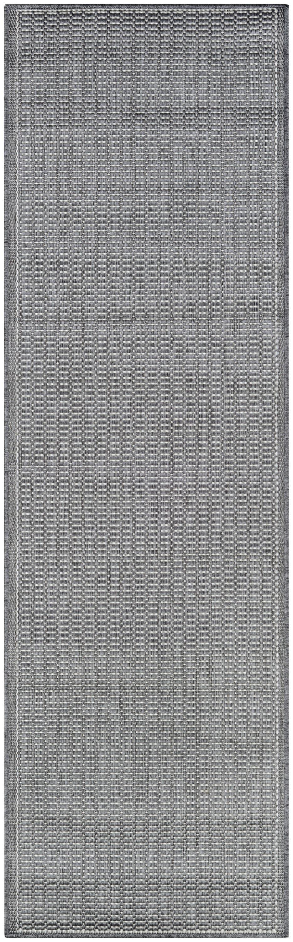 Couristan Recife Saddle Stitch Indoor /Outdoor Area Rug, Grey- White, 2'3" x 11'9" Runner
