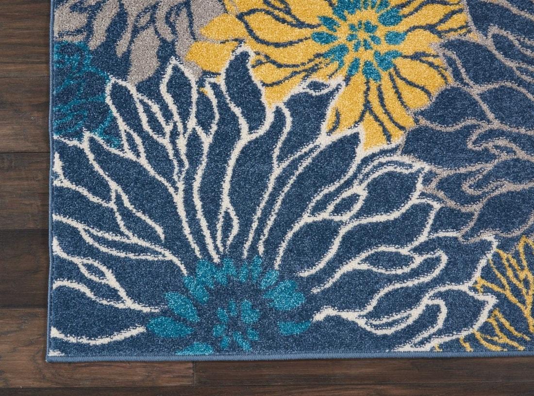 4â€™ x 6â€™ Blue Tropical Flower Area Rug