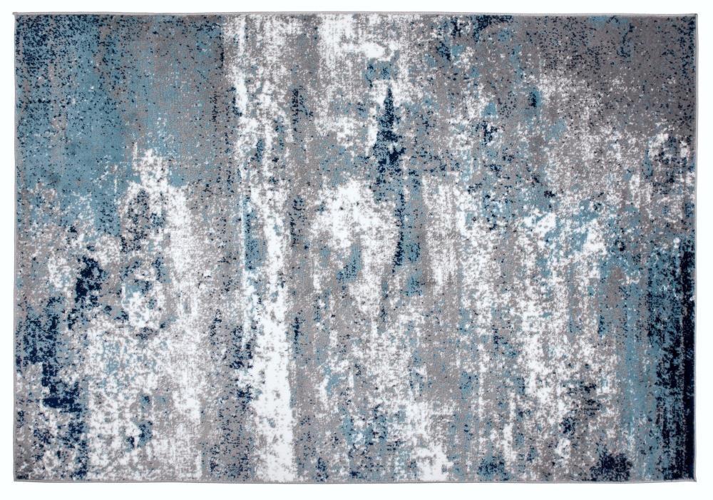 World Rug Gallery Distressed Abstract Watercolor Blue 2' x 3' Area Rug