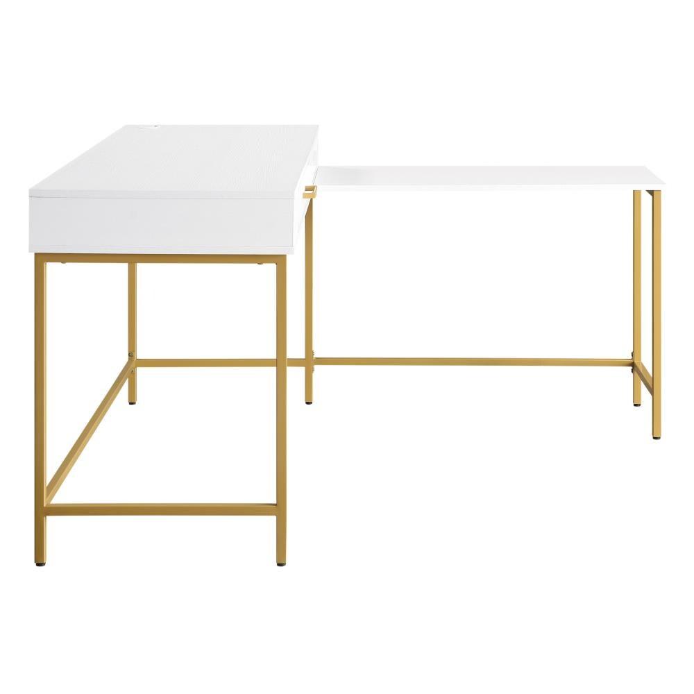 Modern Life L Shaped Desk White - OSP Home Furnishings: Home Office Furniture with All Purpose Drawer