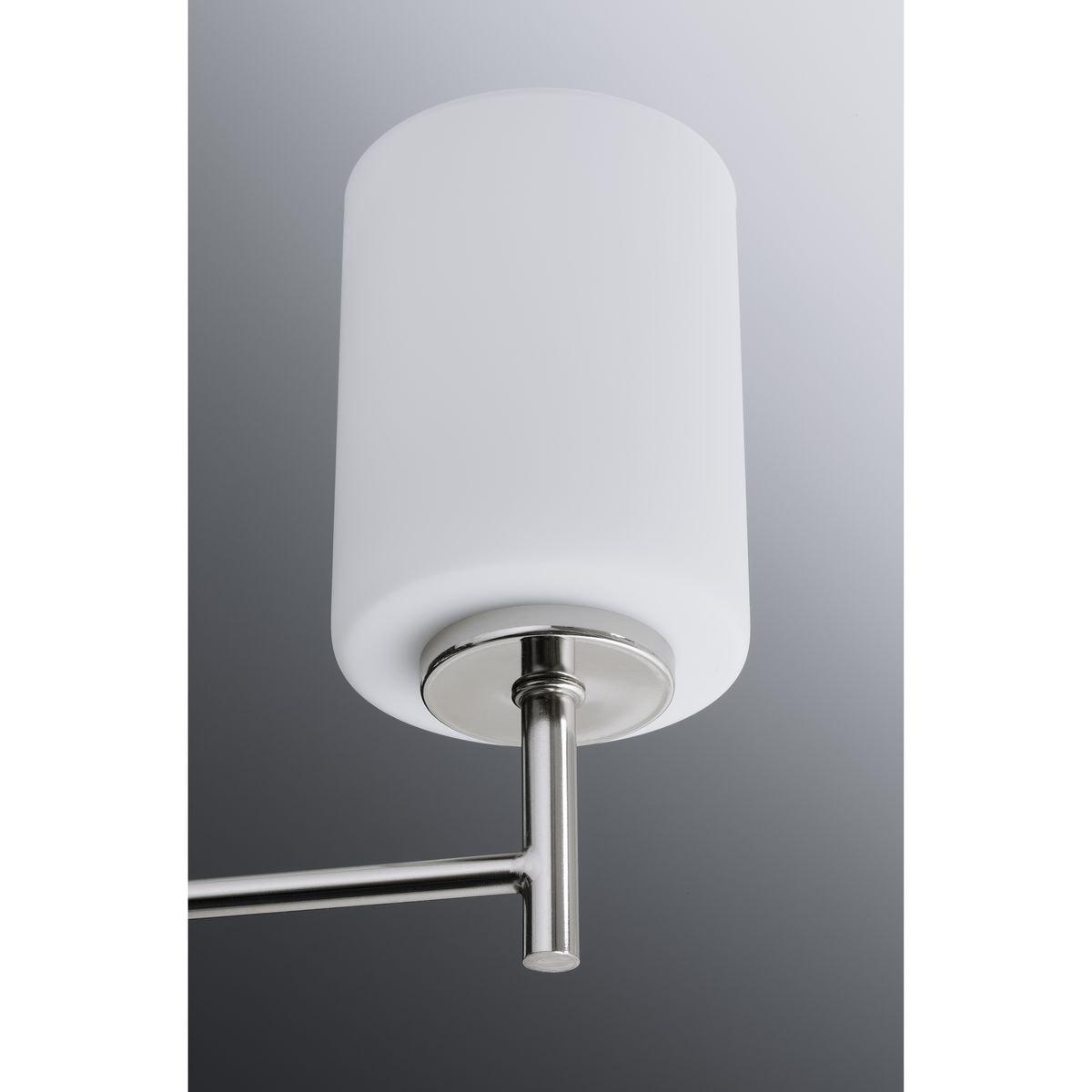Progress Lighting Replay 4-Light Bath Vanity, Polished Nickel, Porcelain, Up/Down Mount, Brushed Nickel Finish, Shade Included