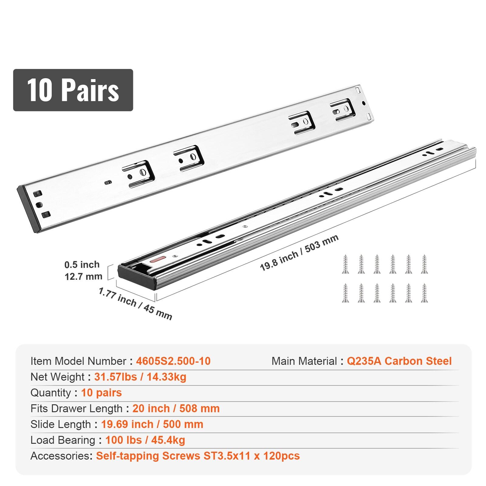 Full Extension 1.77'' Soft Close Side Mount Metal Drawer Slide (Set of 10)