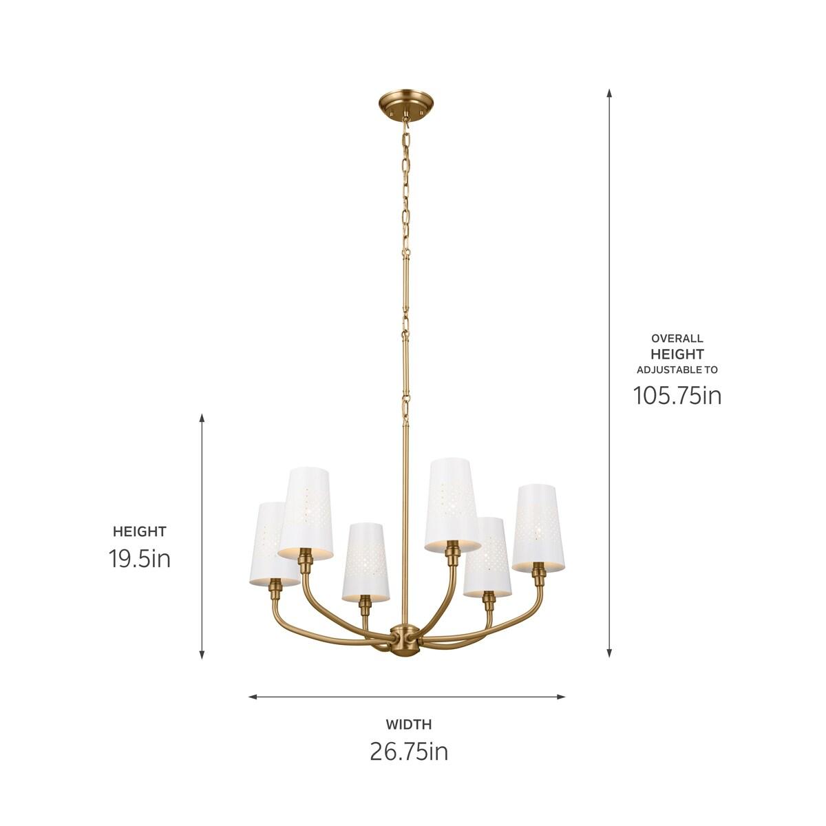Kichler Lighting Adeena 6 - Light Chandelier in  Brushed Natural Brass