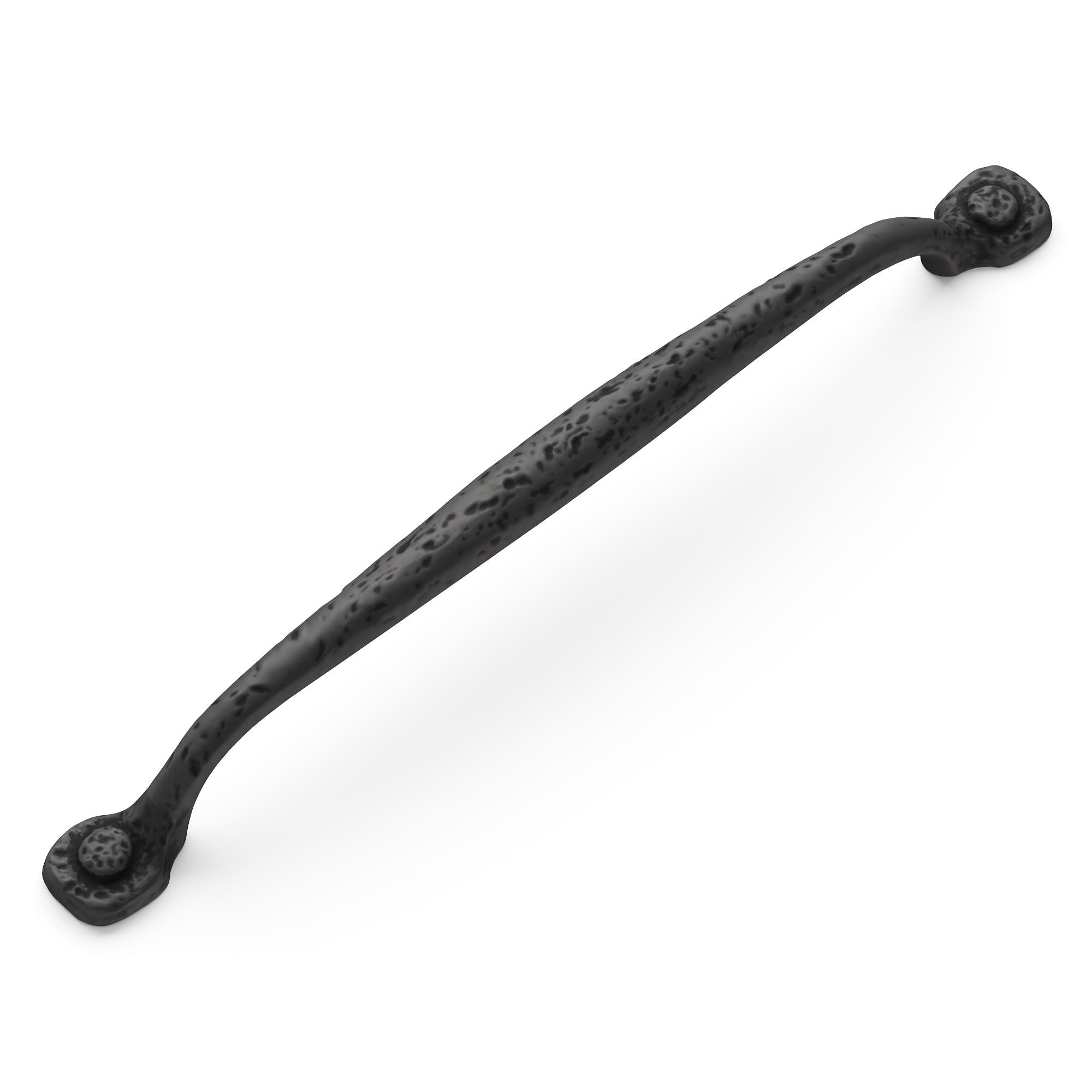 Hickory Hardware 1 Pack Solid Core Kitchen Cabinet Pulls, Luxury Cabinet Handles, Hardware for Doors & Dresser Drawers, 8-13/16 Inch (224mm) Hole Center, Black Iron, Refined Rustic Collection