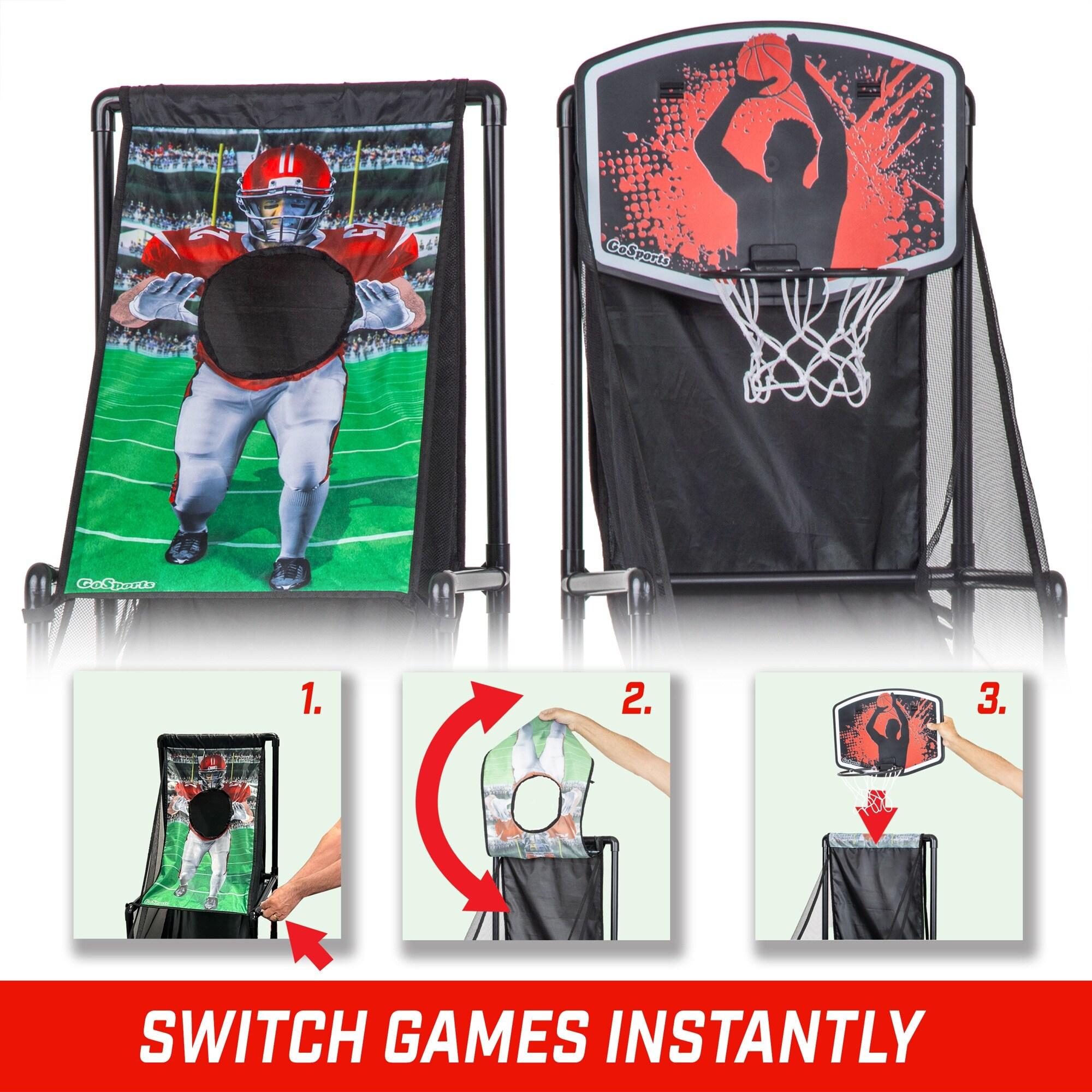 Indoor Outdoor 2-in-1 Basketball and Football Arcade Game Set