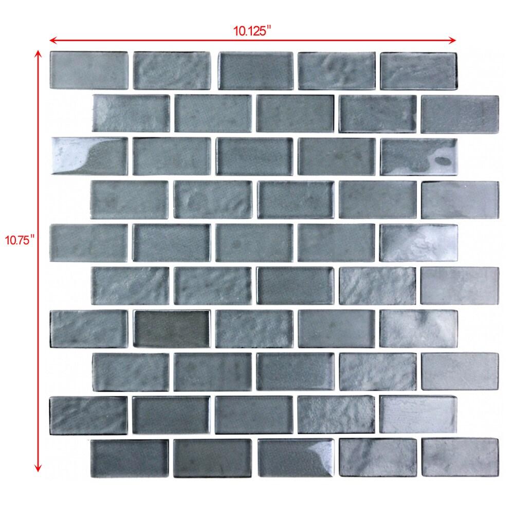 Landscape 1 in. x 2 in. Translucent Glass Plastic Face Mounted Brick Mosaic Designer Pool Tile