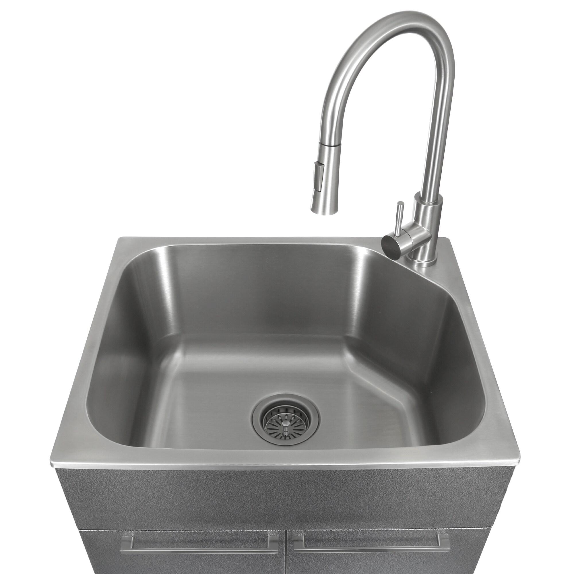 All-In-One 22" L x 18" W Free Standing Compact Laundry Sink with Faucet