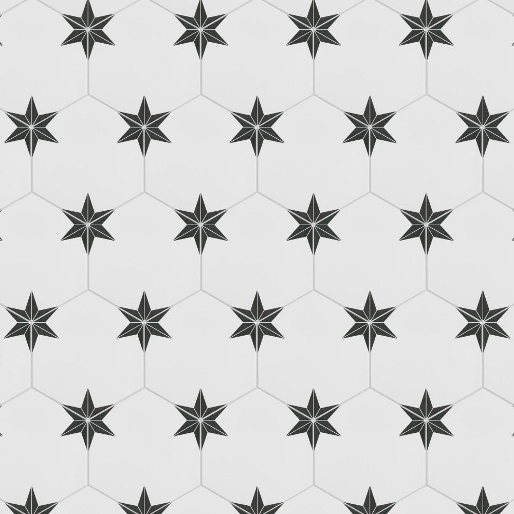 Stella Hex 9" x 10" Porcelain Patterned Wall & Floor Tile