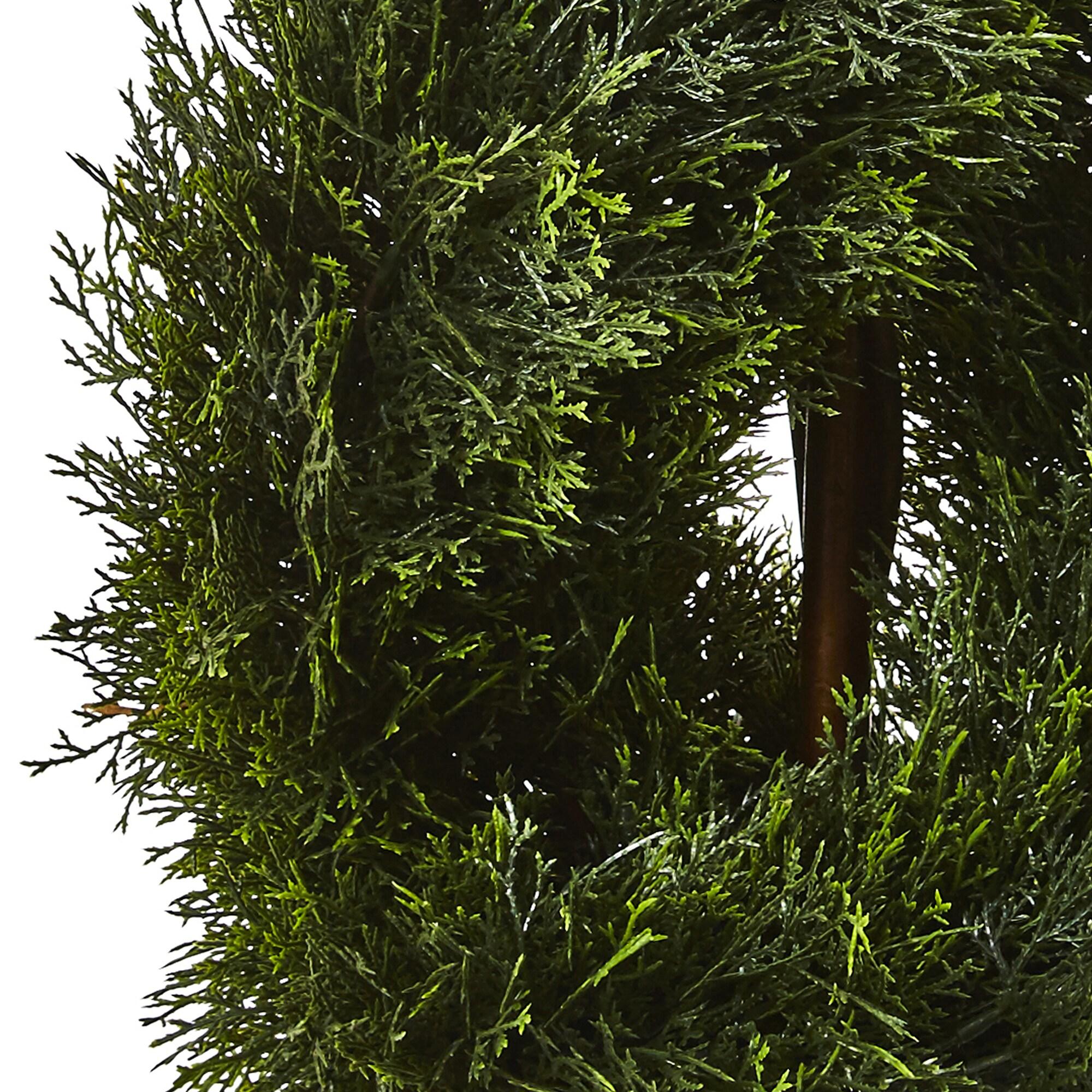 Nearly Natural Double Pond Cypress Spiral Topiary UV Resistant With 1036 Leaves