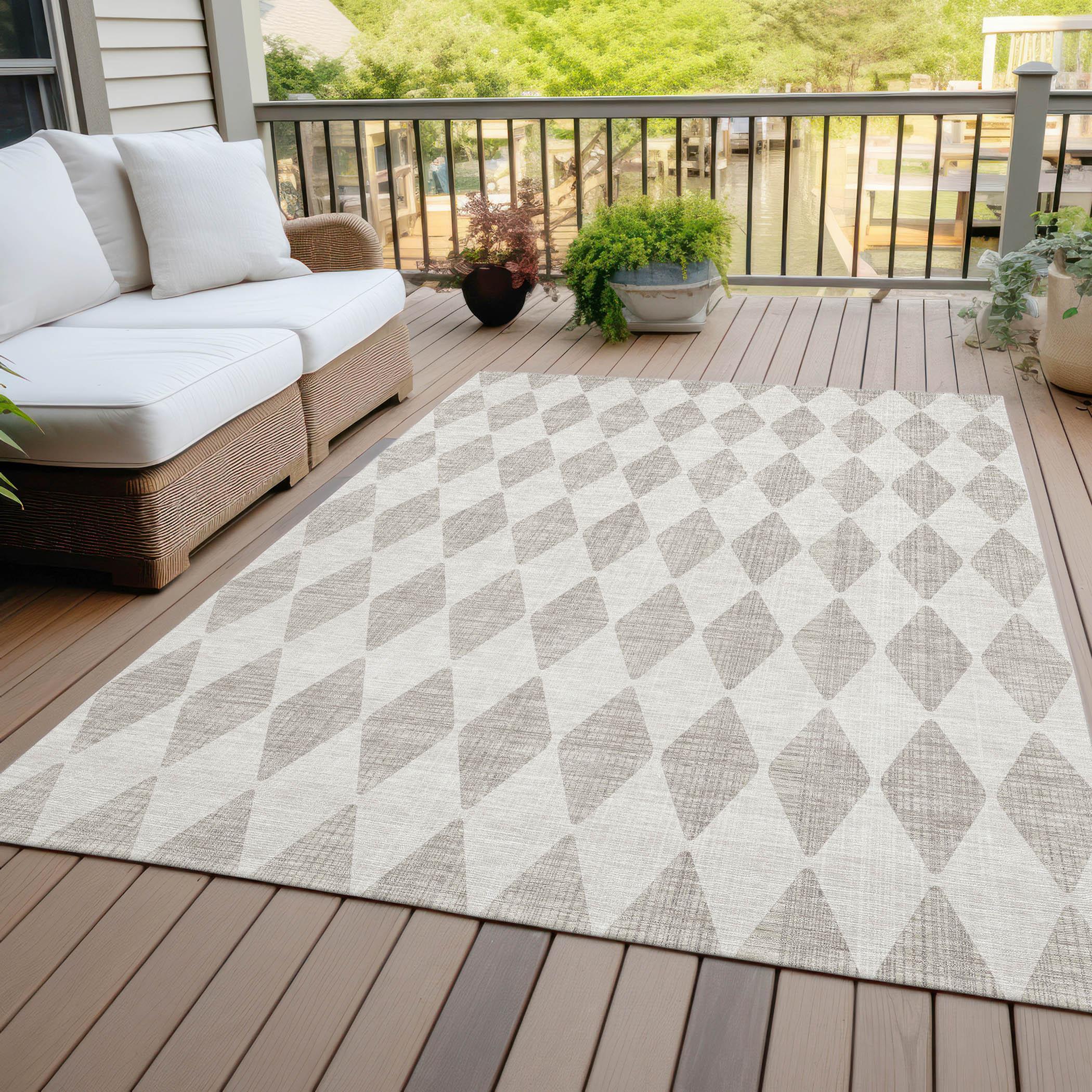Addison Rugs Chantille Indoor/Outdoor Transitional Diamonds Beige Washable Rectangle Rug, 3' x 5'