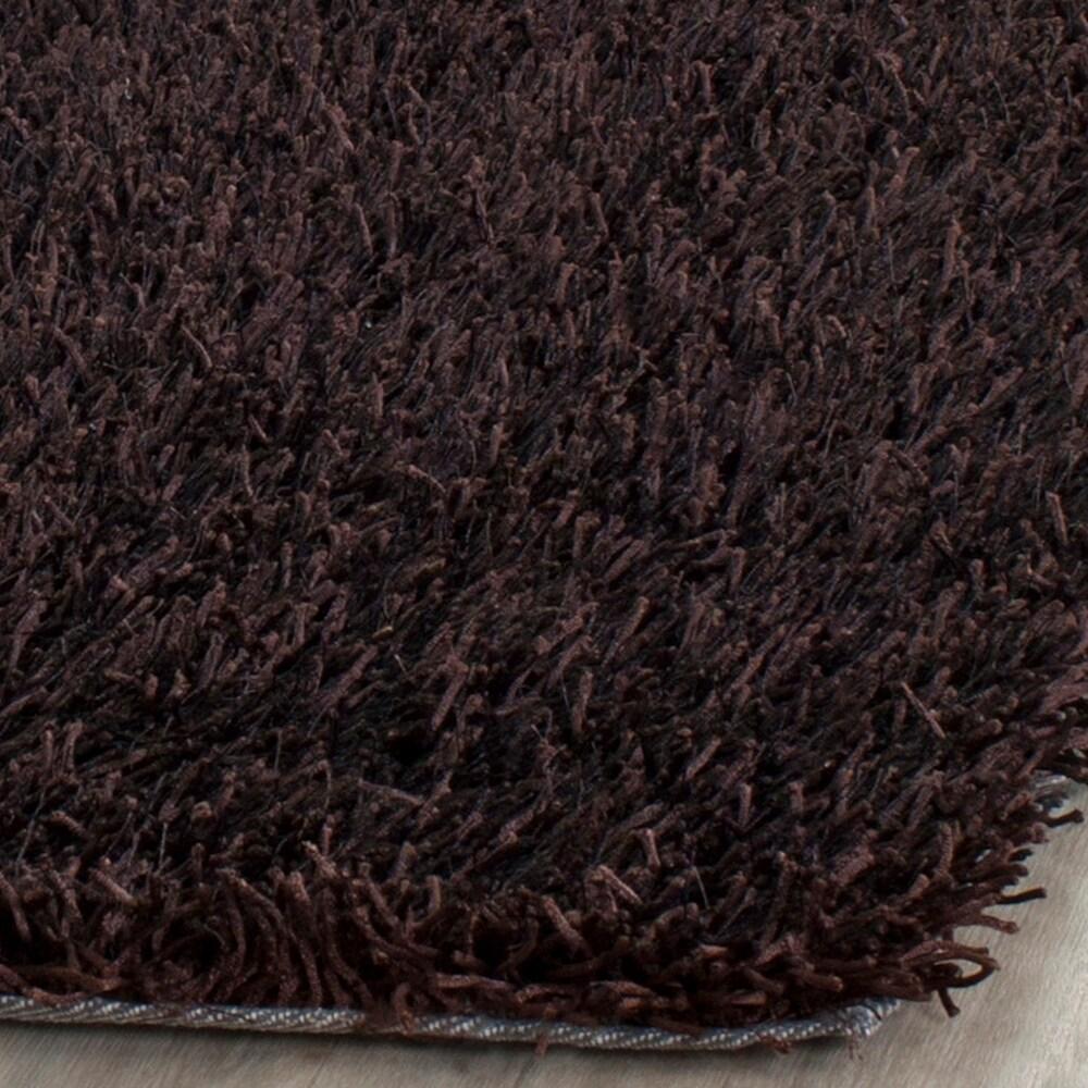 SAFAVIEH New Orleans Darius Solid Polyester Shag Area Rug, Chocolate, 8' x 10'