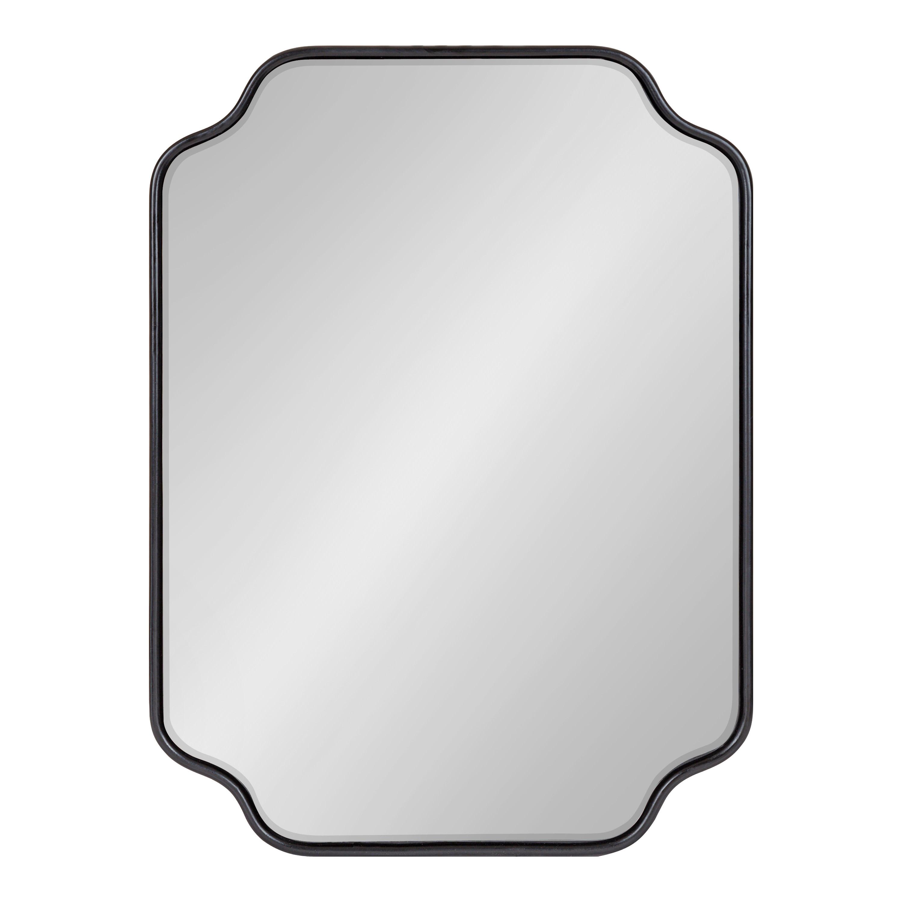 Kate and Laurel Plumley Glam Scalloped Wall Mirror, 18 x 24, Black, Transitional Mirror Wall Decor