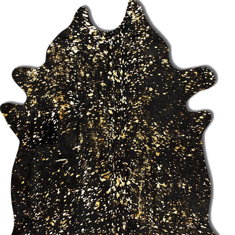 60" x 84" Black And Gold Cowhide - Area Rug