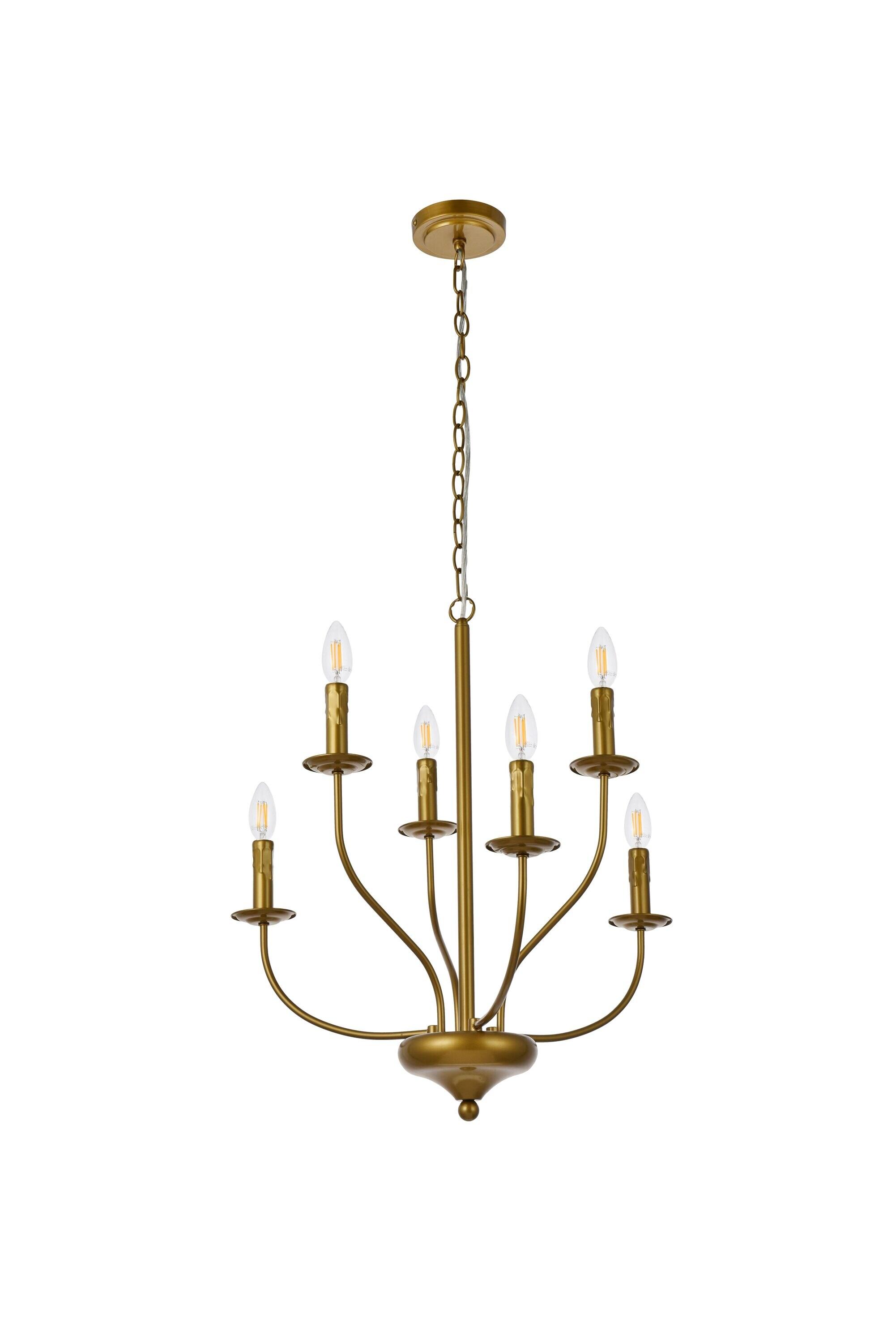 Westley 6 lights pendant in brass