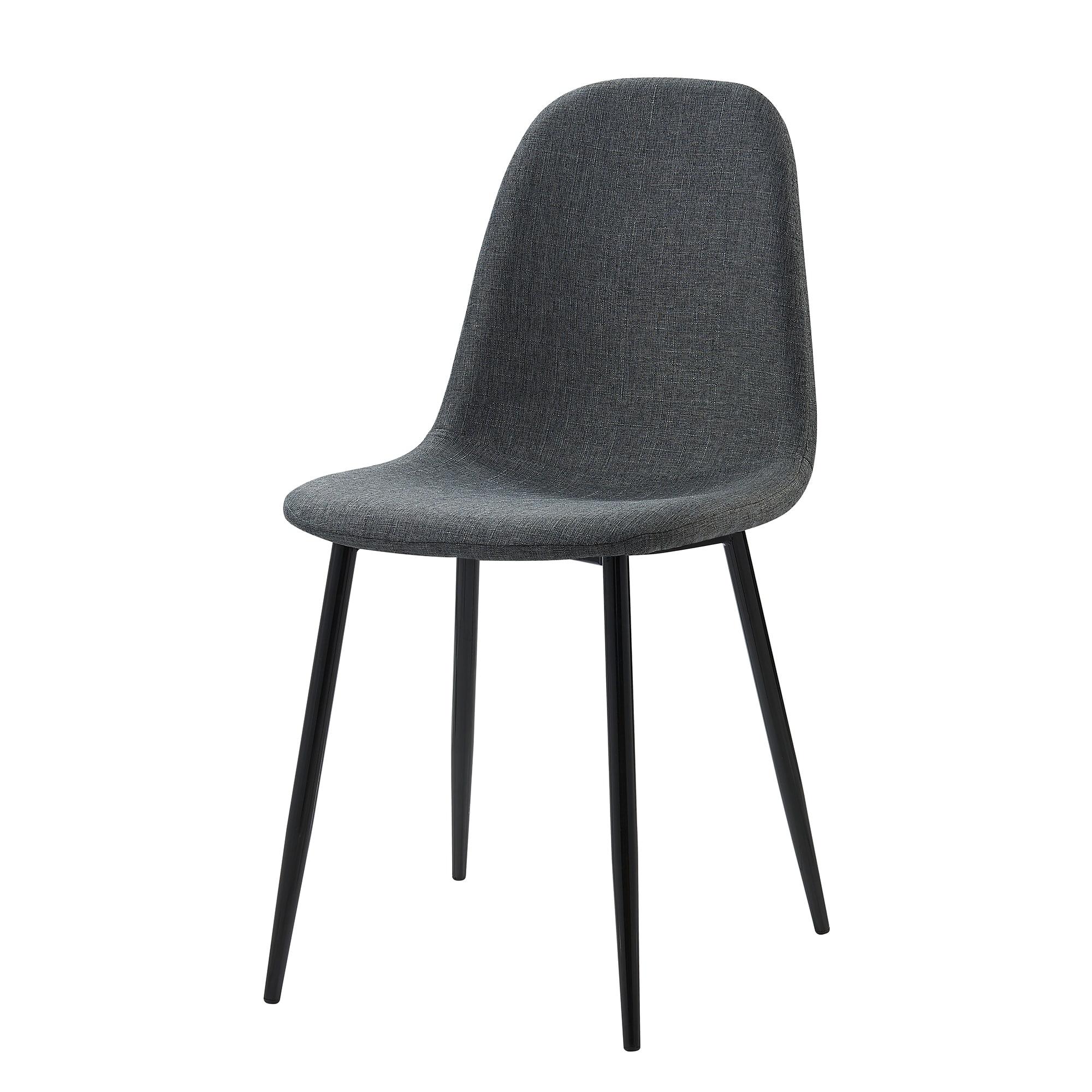 Teamson Home Minimalist Fabric Chair Seating Dark Grey Fabric Black Legs Set of 2 For Kitchen Dining Living Room Reading Bedroom Office