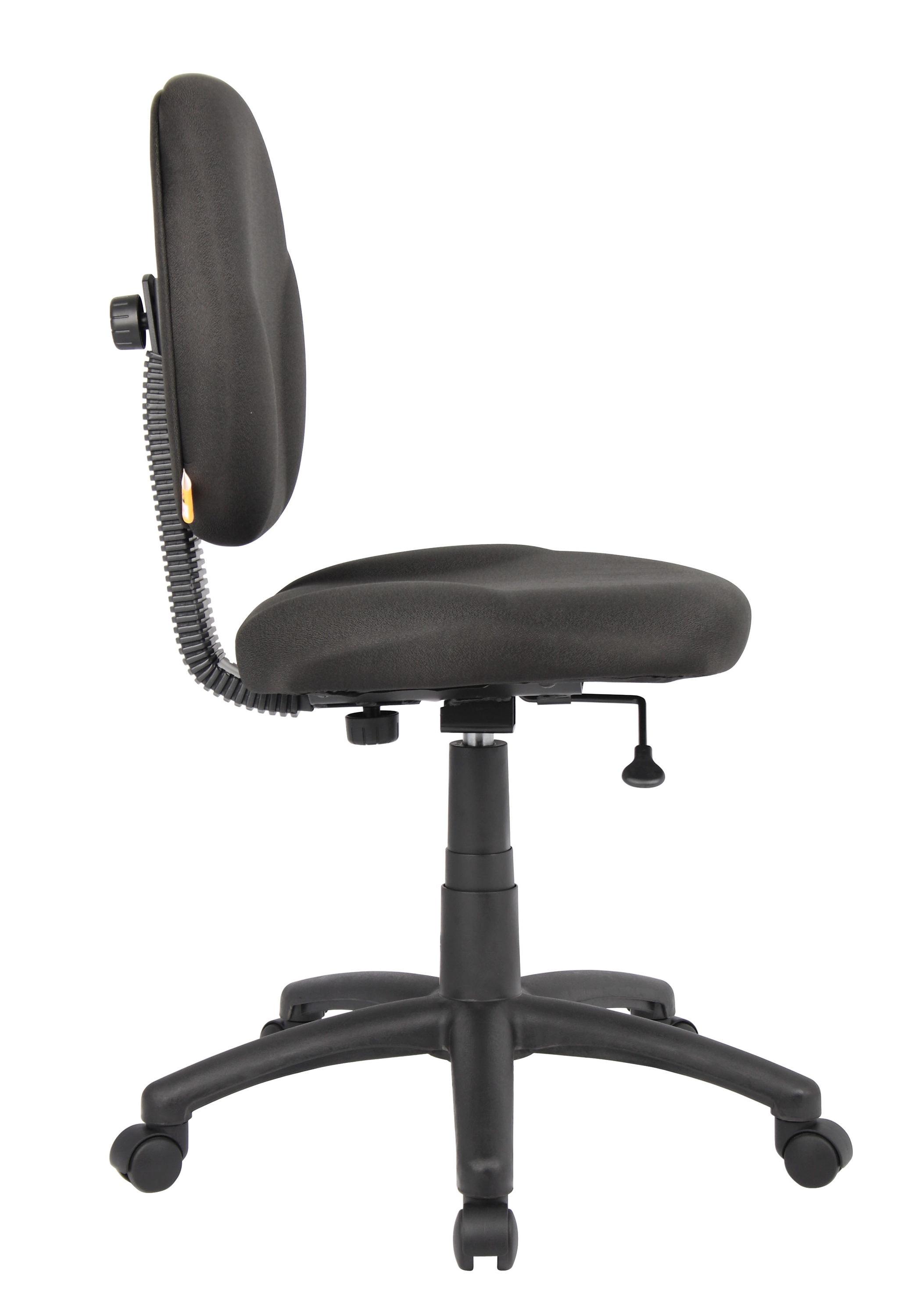 Boss Office Products Diamond Task Chair Black: Upholstered, Swivel, Adjustable Height, Metal Frame, Nylon Legs