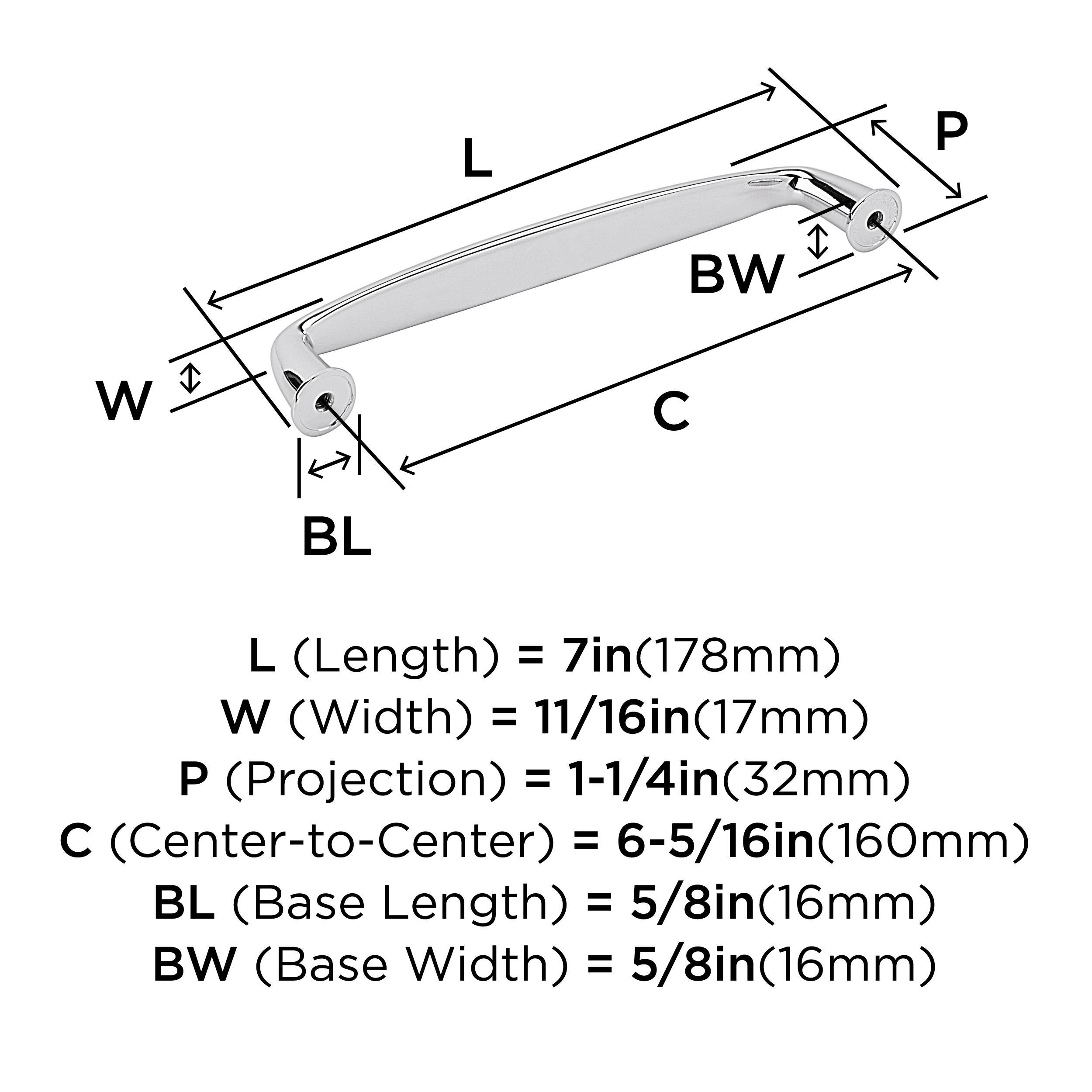 Amerock Kane 6-5/16 inch (160mm) Center-to-Center Polished Chrome Cabinet Pull