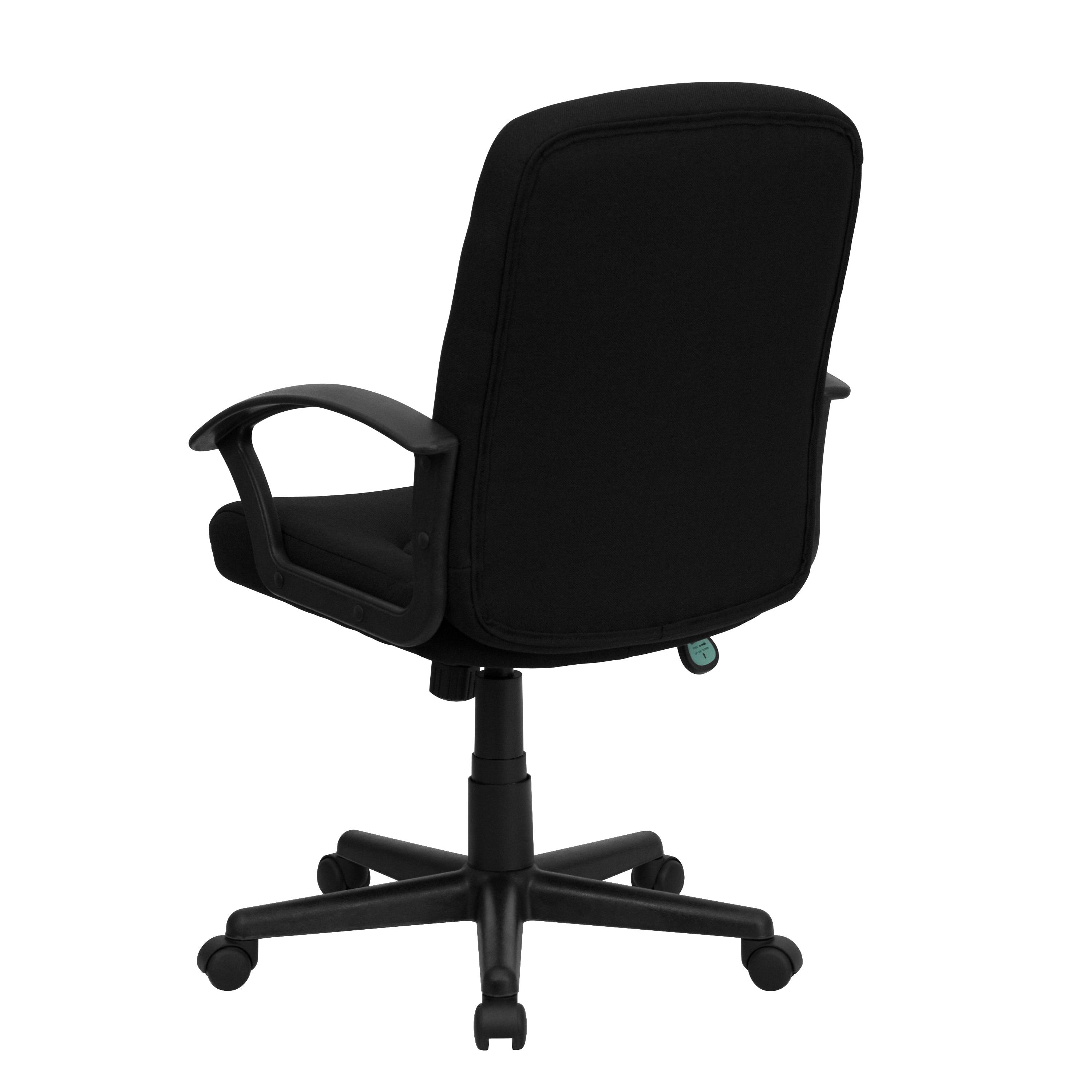 BizChair Indoor Fabric Mid-Back Swivel Office Desk Chair, Black