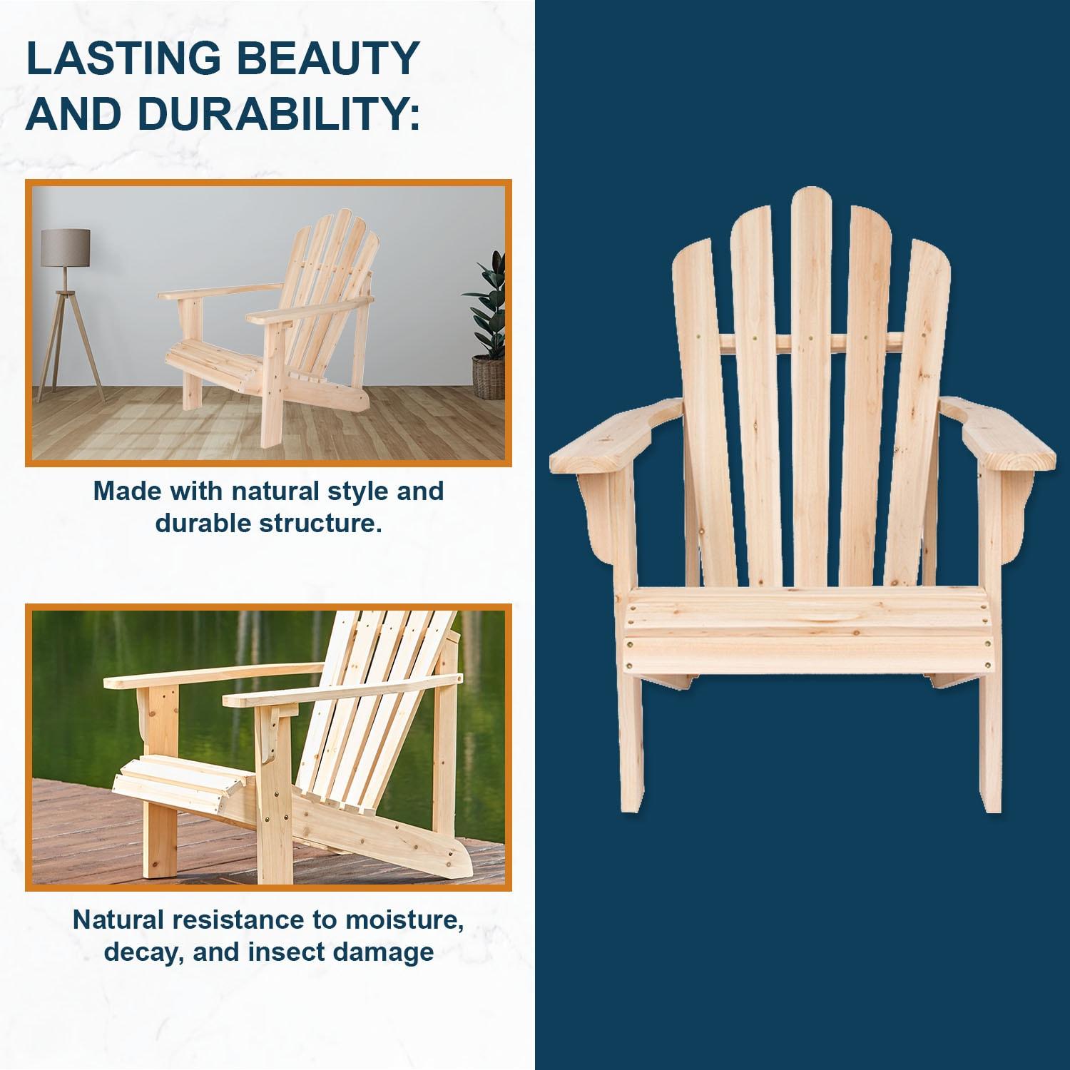 Shine Company Westport Cedarwood Indoor Outdoor Adirondack Chair, Natural
