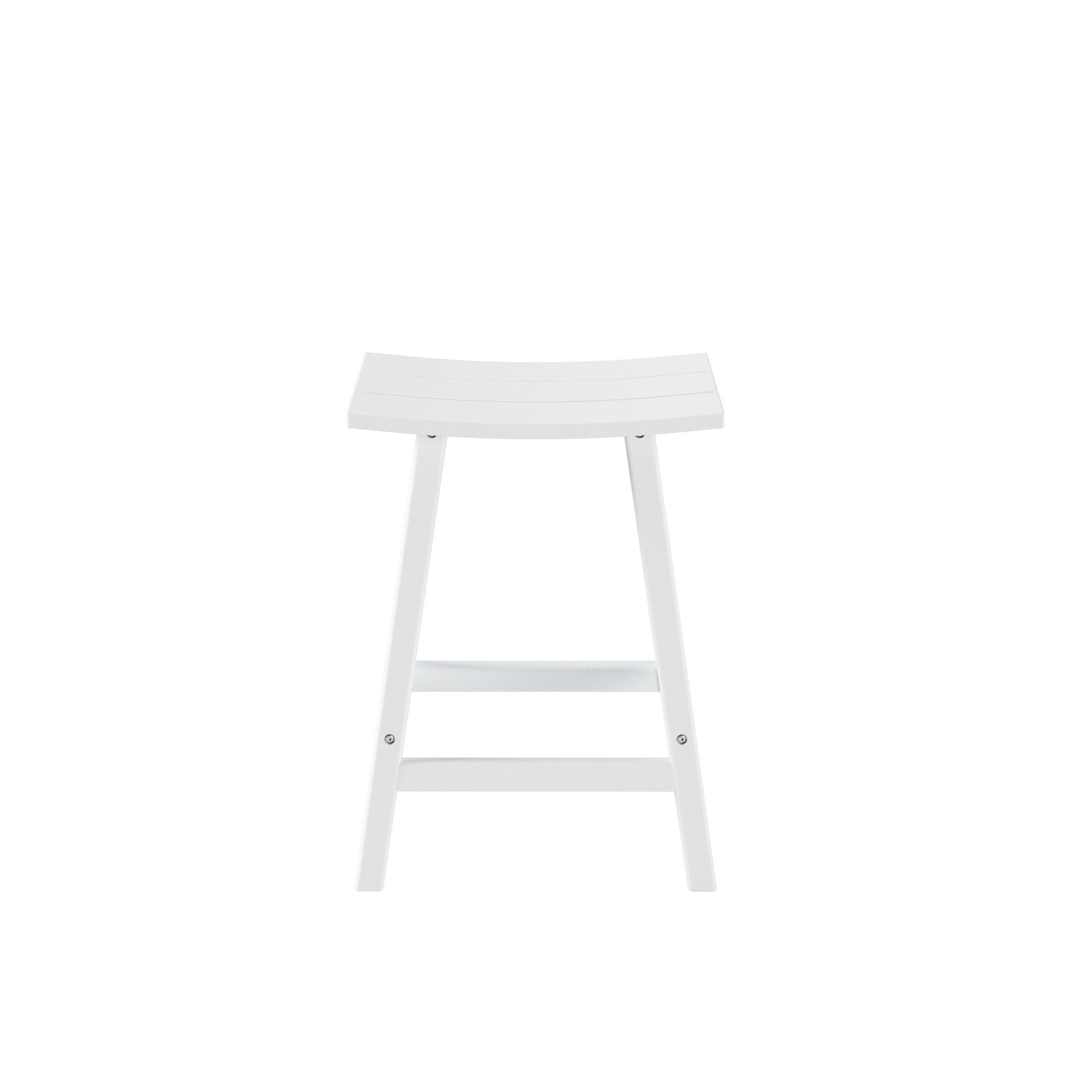 Polytrends Laguna Hdpe All Weather Outdoor Patio 24" Saddle Seat Counter Stool (Set Of 2) White
