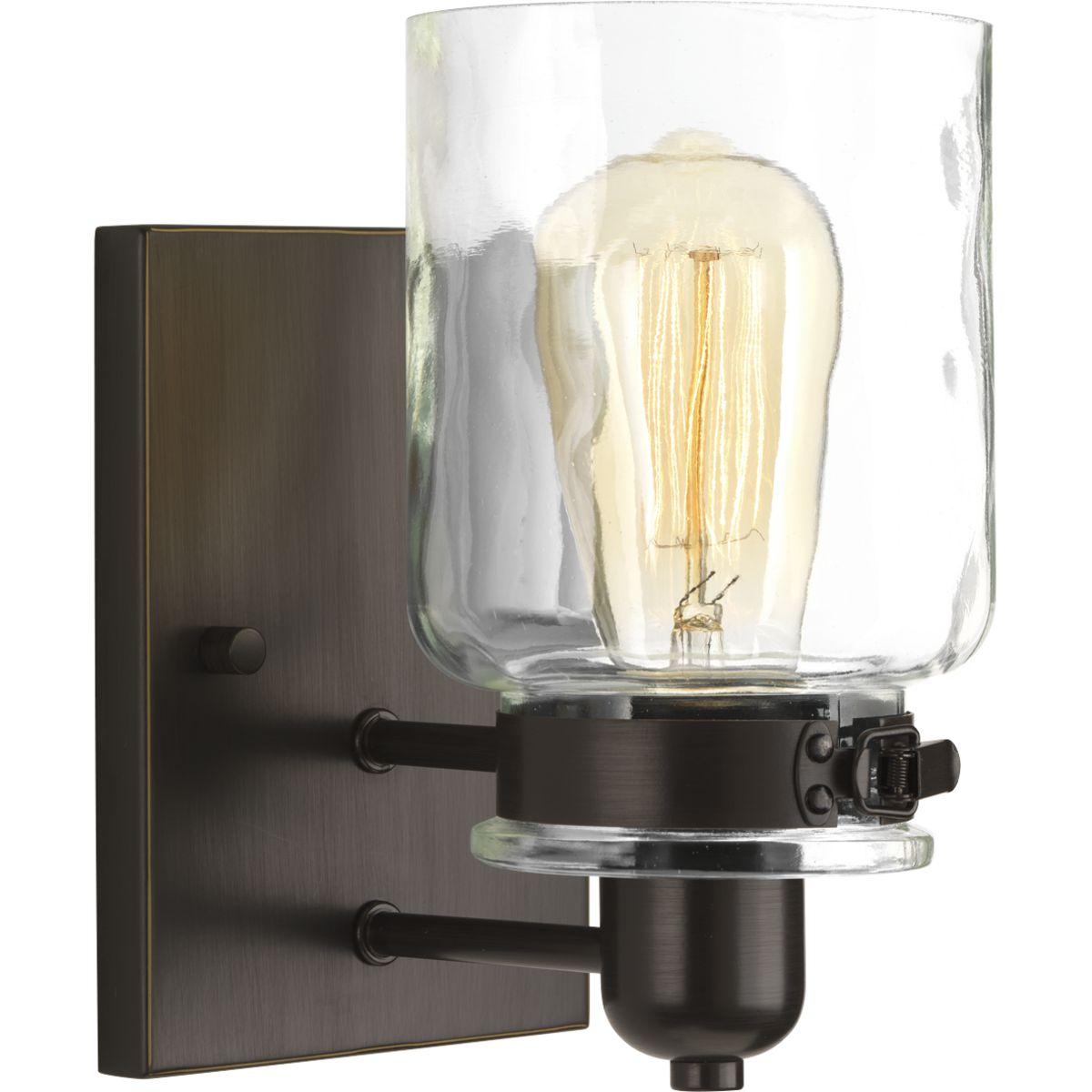 Progress Lighting Calhoun 1-Light Bath & Vanity, Steel, Antique Bronze, Clear Glass Shade