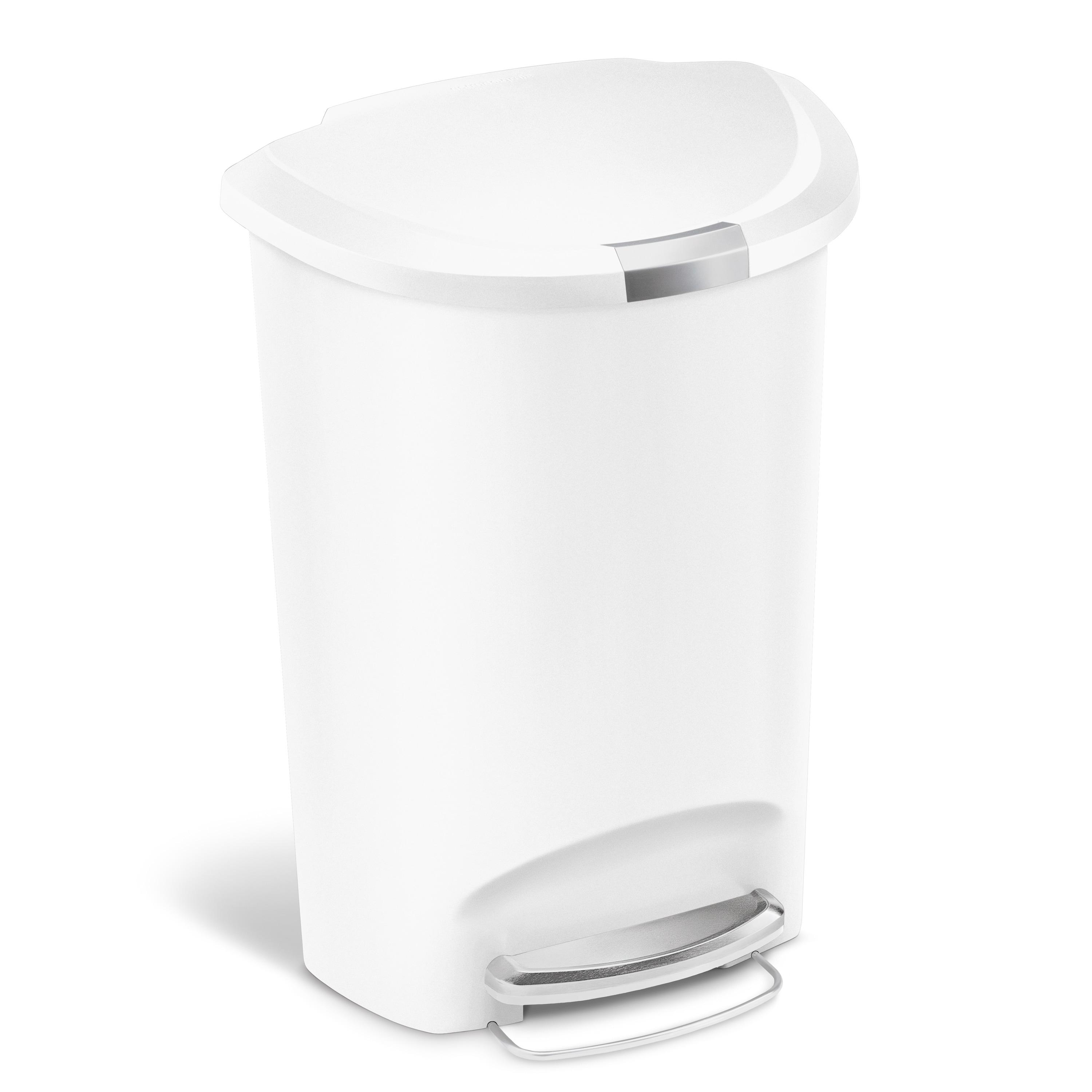 Simplehuman 50 Liter / 13 Gallon Semi-Round Kitchen Step Trash Can with Secure Slide Lock, Plastic