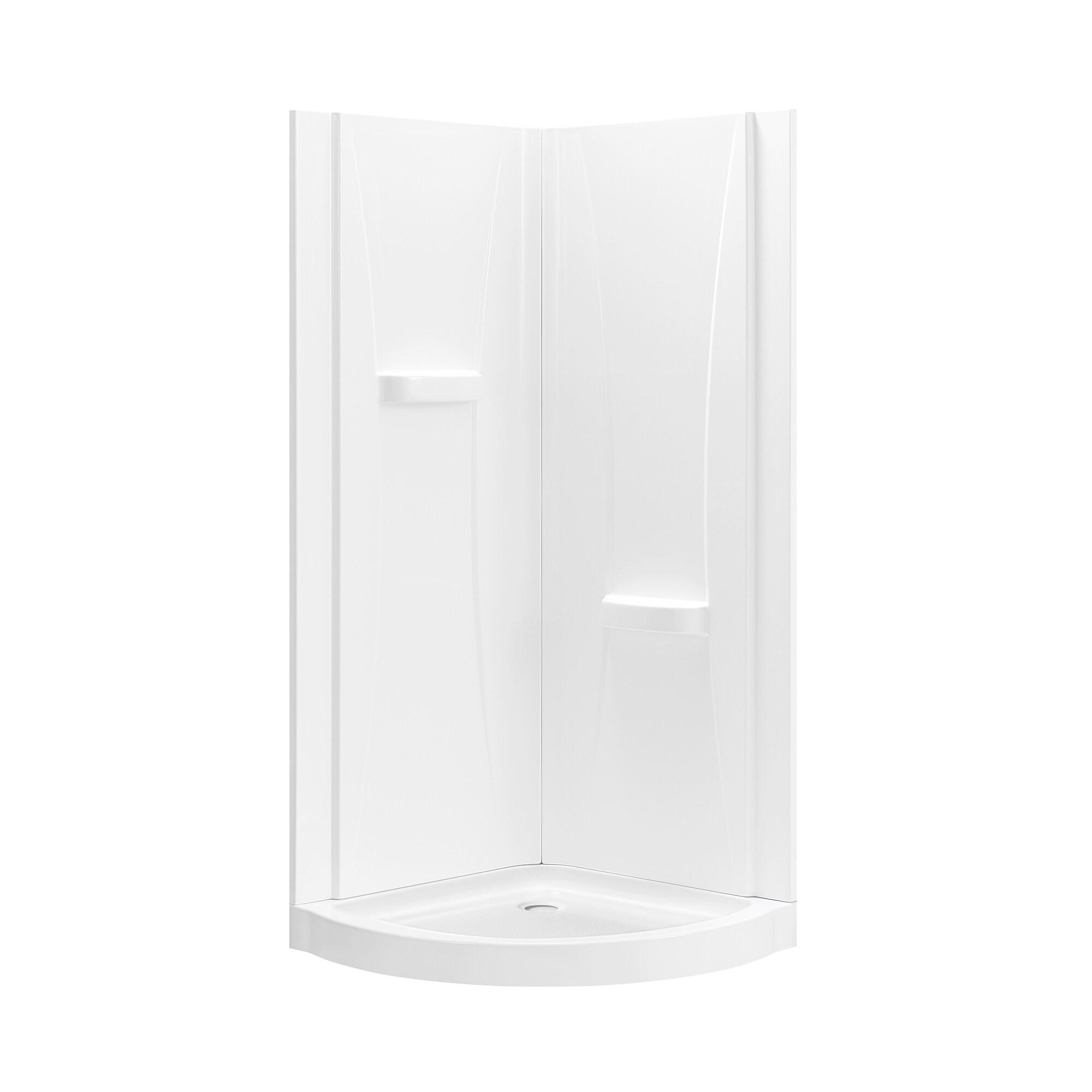 OVE Decors Breeze 33 in. Framed Round Shower Kit w/ Frosted Glass, Base, Wall