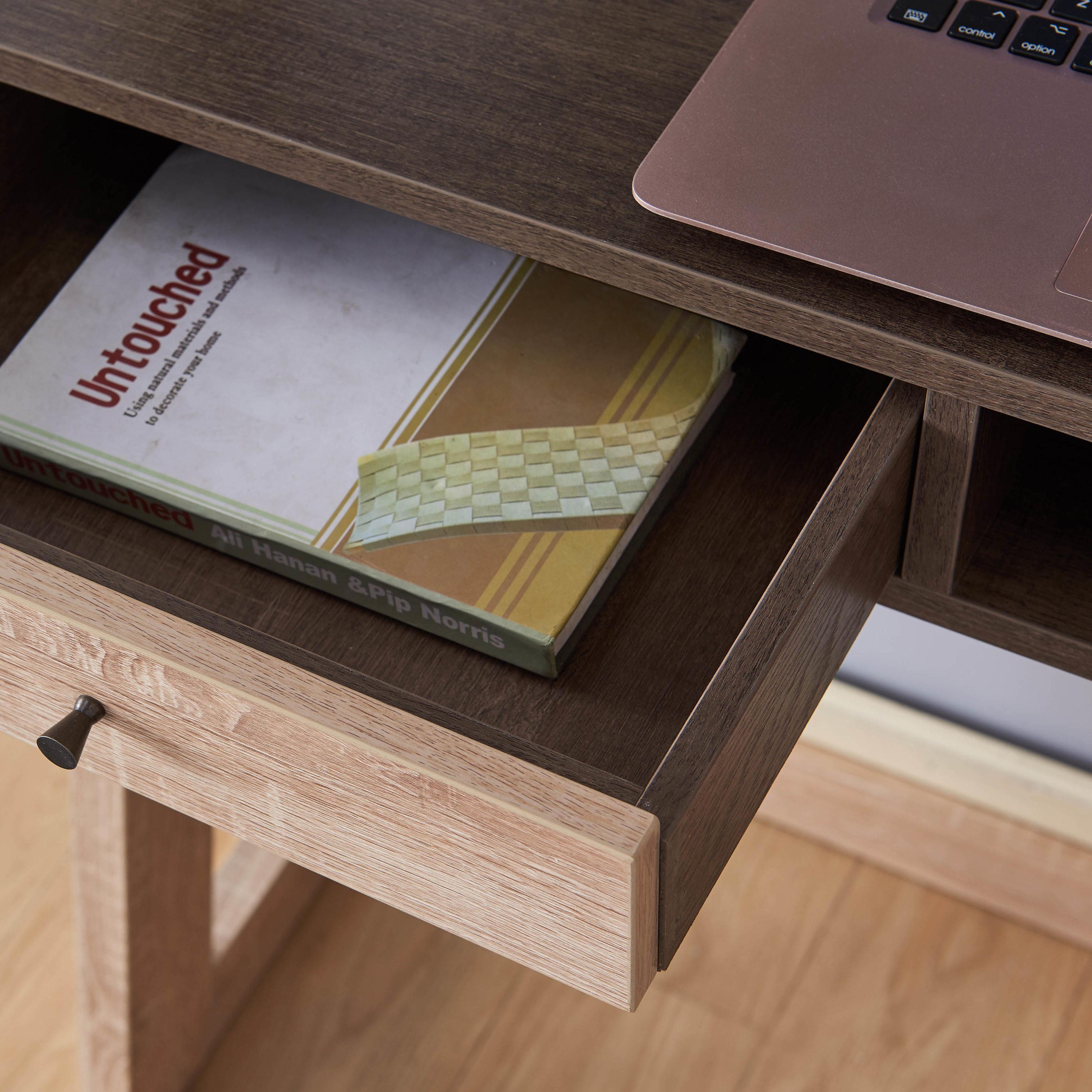 Furniture of America Lazlo Wood Writing Desk with Shelves in White and Oak