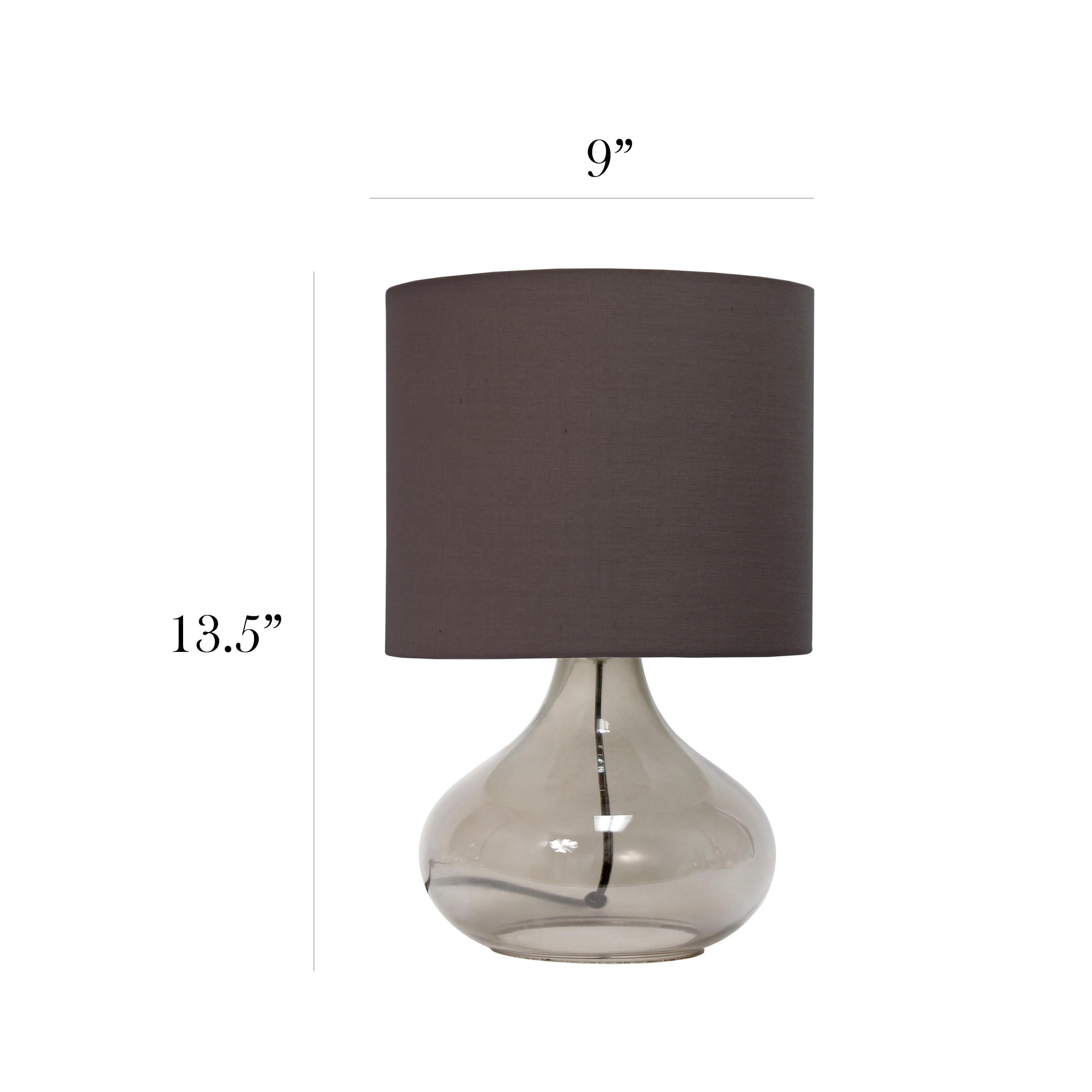 Glass Raindrop Table Lamp with Fabric Shade Gray - Simple Designs: Modern Accent for Bedroom, Office